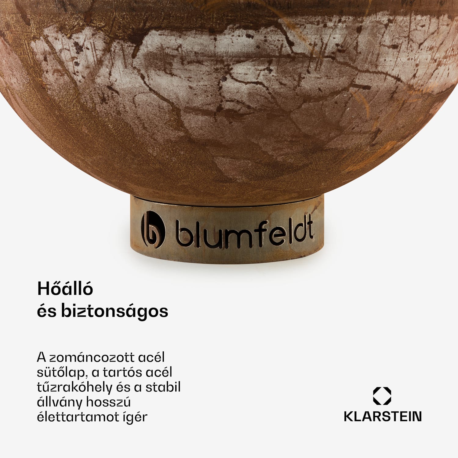 Savage, tűzrakóhely grillel, Ø 60,5 cm, acél, védőfedél, rozsdás hatás alacsony | Rozsda