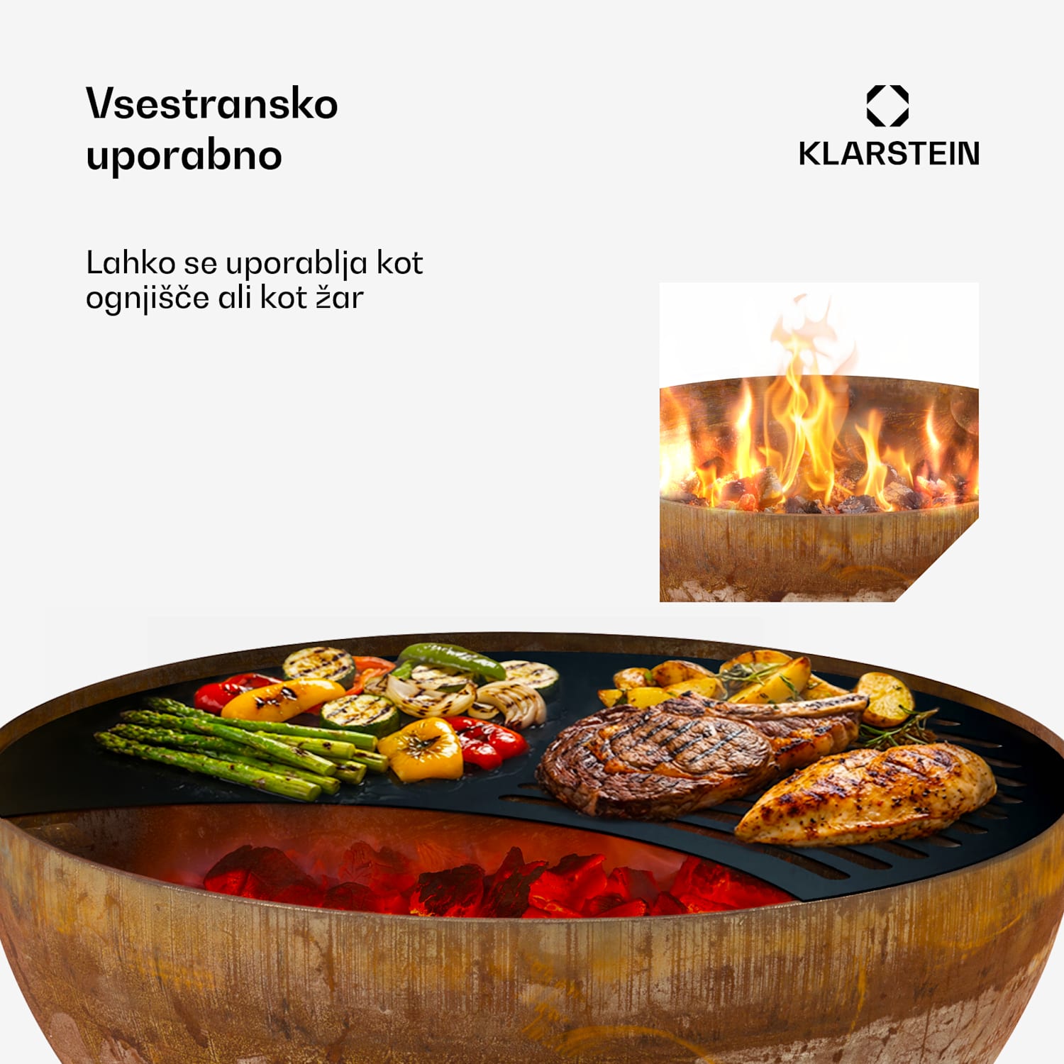 Savage, ognjišče z žarom, Ø: 60,5 cm, jeklo, vključno z vremensko zaščito, zarjavelo nízký | Rjasta