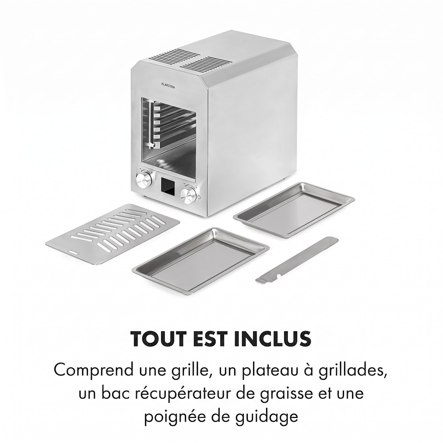 Hannibal Gril d'intérieur haute température 2200W 850°C acier inoxydable argenté Acier Inoxydable