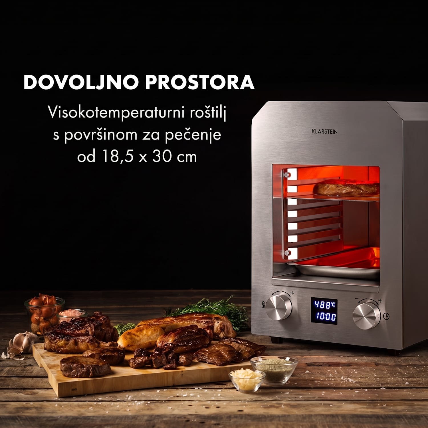 Hannibal, roštilj na visokoj temperaturi, unutrašnjost, 2200 W, 850 ° C, nehrđajući čelik, srebro Nehrđajući čelik