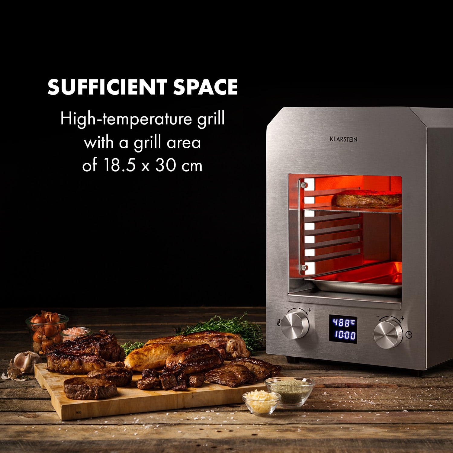 Hannibal high temperature grill indoor 2,200W 850°C stainless steel silver Stainless Steel