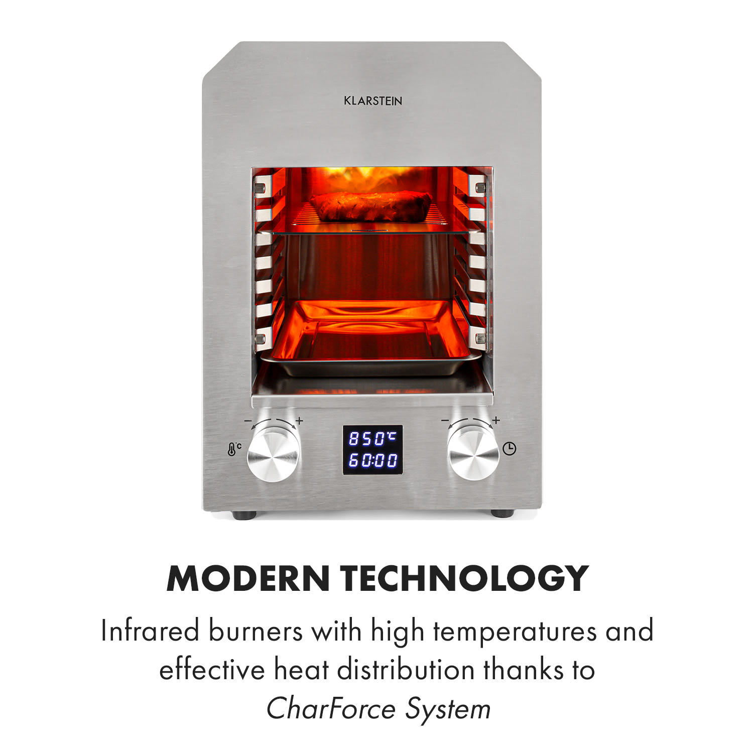 Hannibal,  високотемпературна скара, интериор, 2200 W, 850 ° C, неръждаема стомана, сребърен Неръждаема стомана