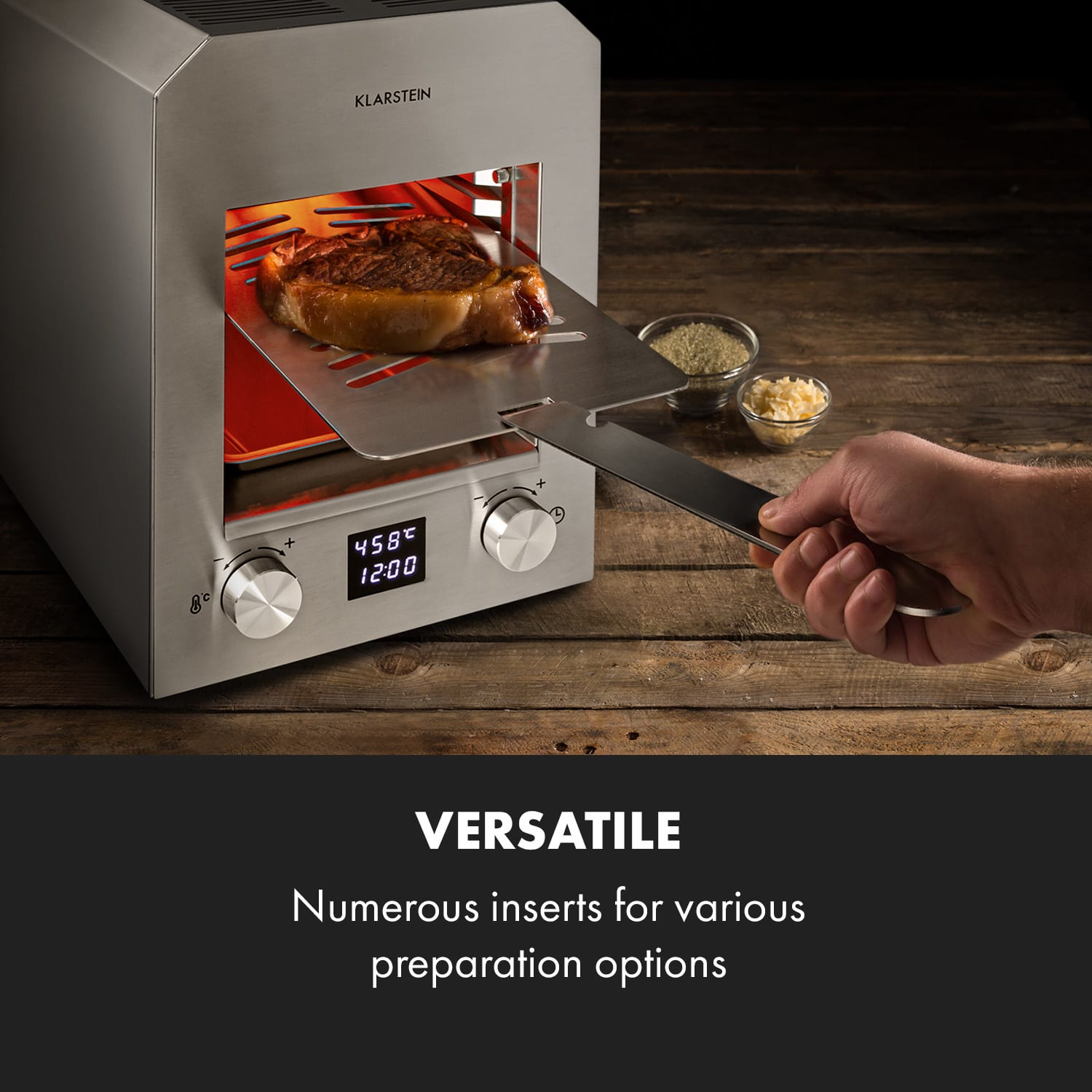 Hannibal, visokotemperaturni žar, za notranjo uporabo, 2200 W, 850 °C, nerjaveče jeklo, srebrn Nerjaveče jeklo