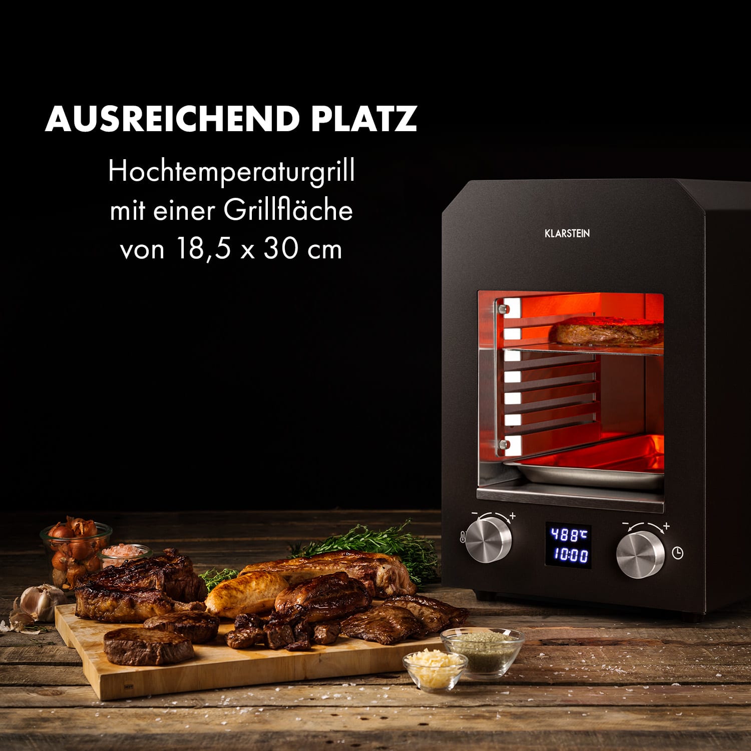 Hannibal Hochtemperaturgrill Indoor 2.200W 850°C schwarz Schwarz