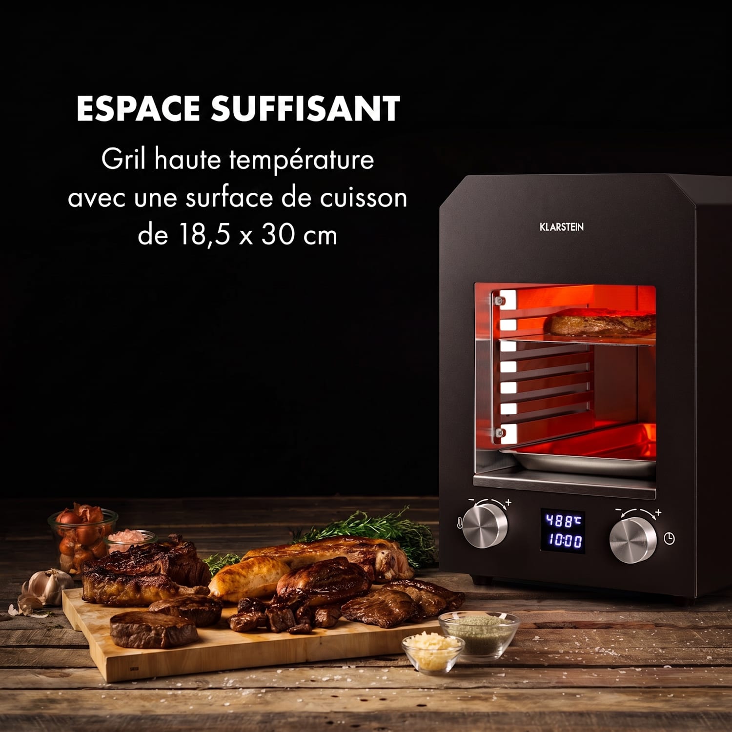 Hannibal gril haute température intérieur 2200 W 850°C noir Noir
