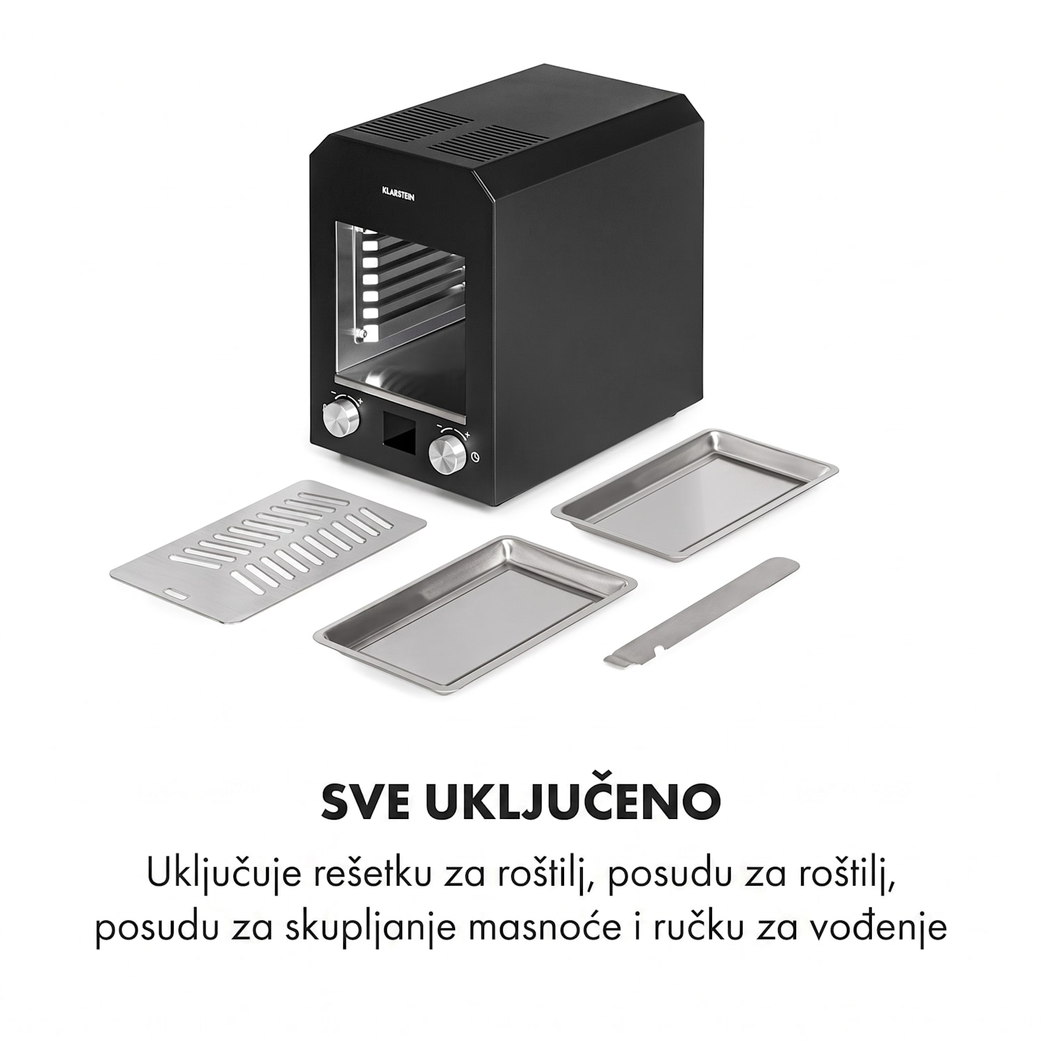 Hannibal, visokotemperaturni roštilj, 2200 W, 850 °C, za unutarnju upotrebu, crni Crna