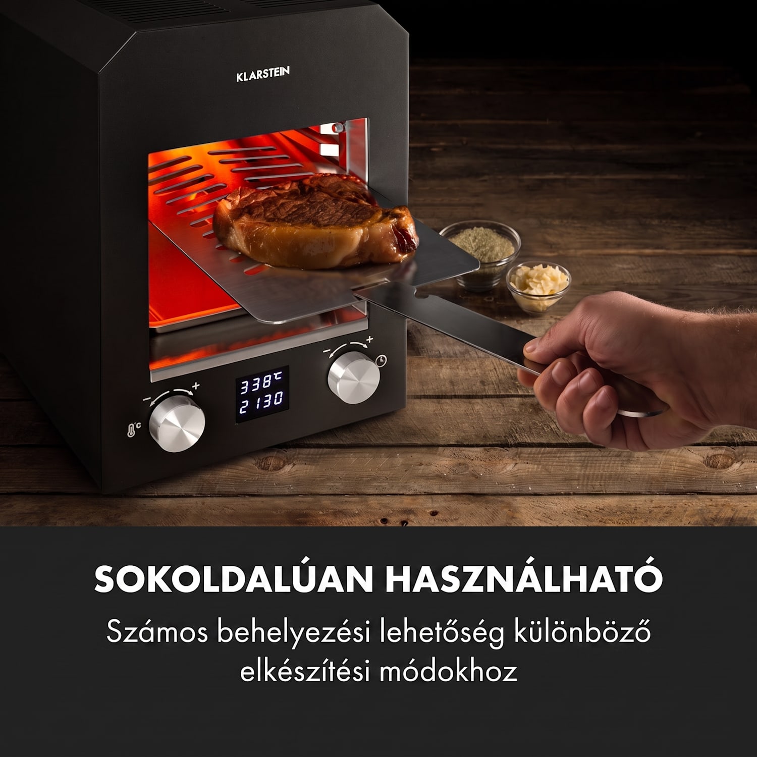 Hannibal, magas hőmérsékletű grill, 2200 W, 850 °C, beltéri, rozsdamentes acél, ezüst Fekete