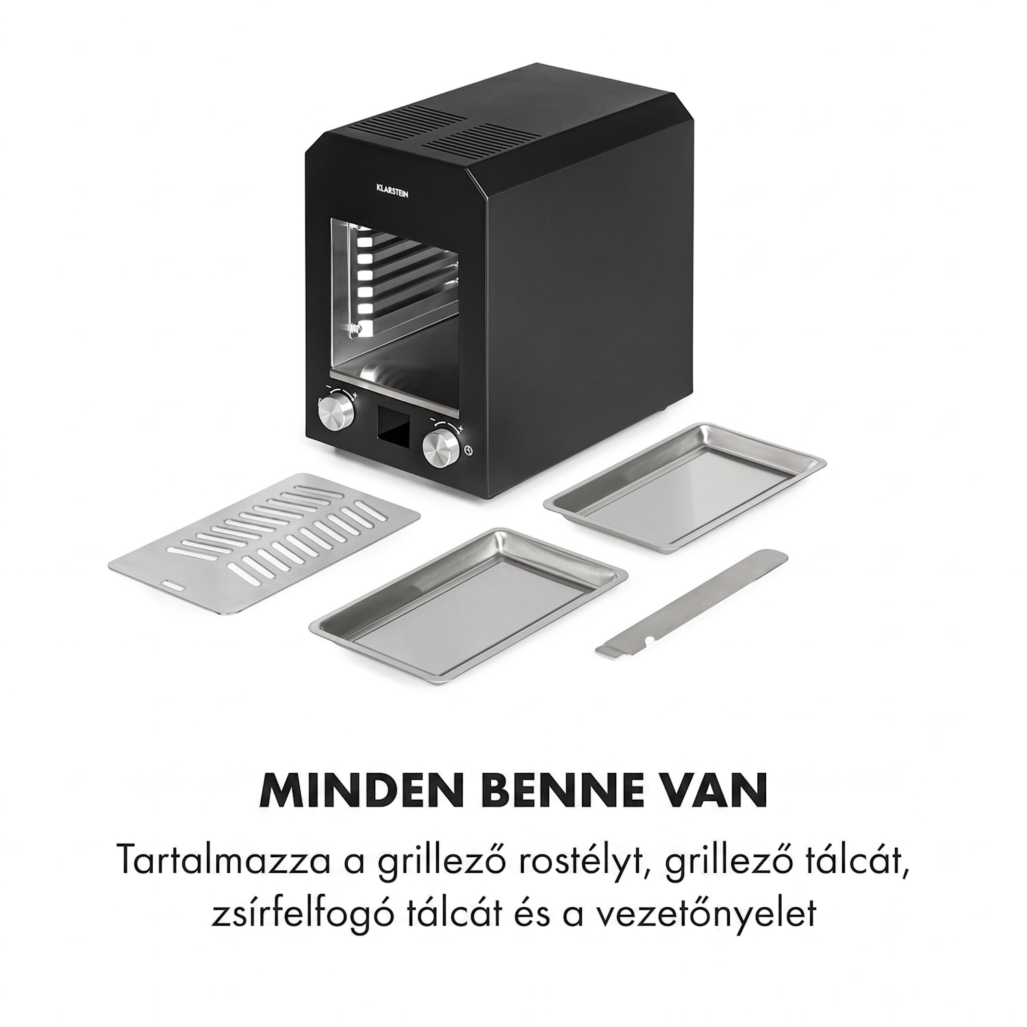 Hannibal, magas hőmérsékletű grill, 2200 W, 850 °C, beltéri, rozsdamentes acél, ezüst Fekete