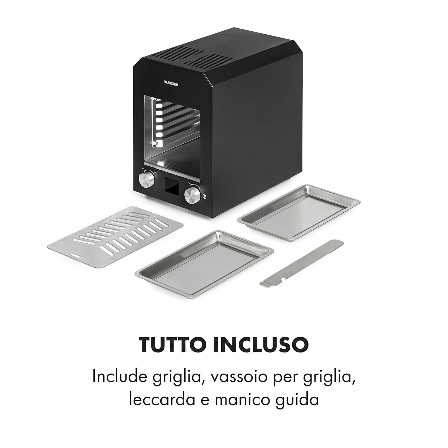 Hannibal - Grill ad alta temperatura per interni, 2.200 W, 850 °C, nero Nero
