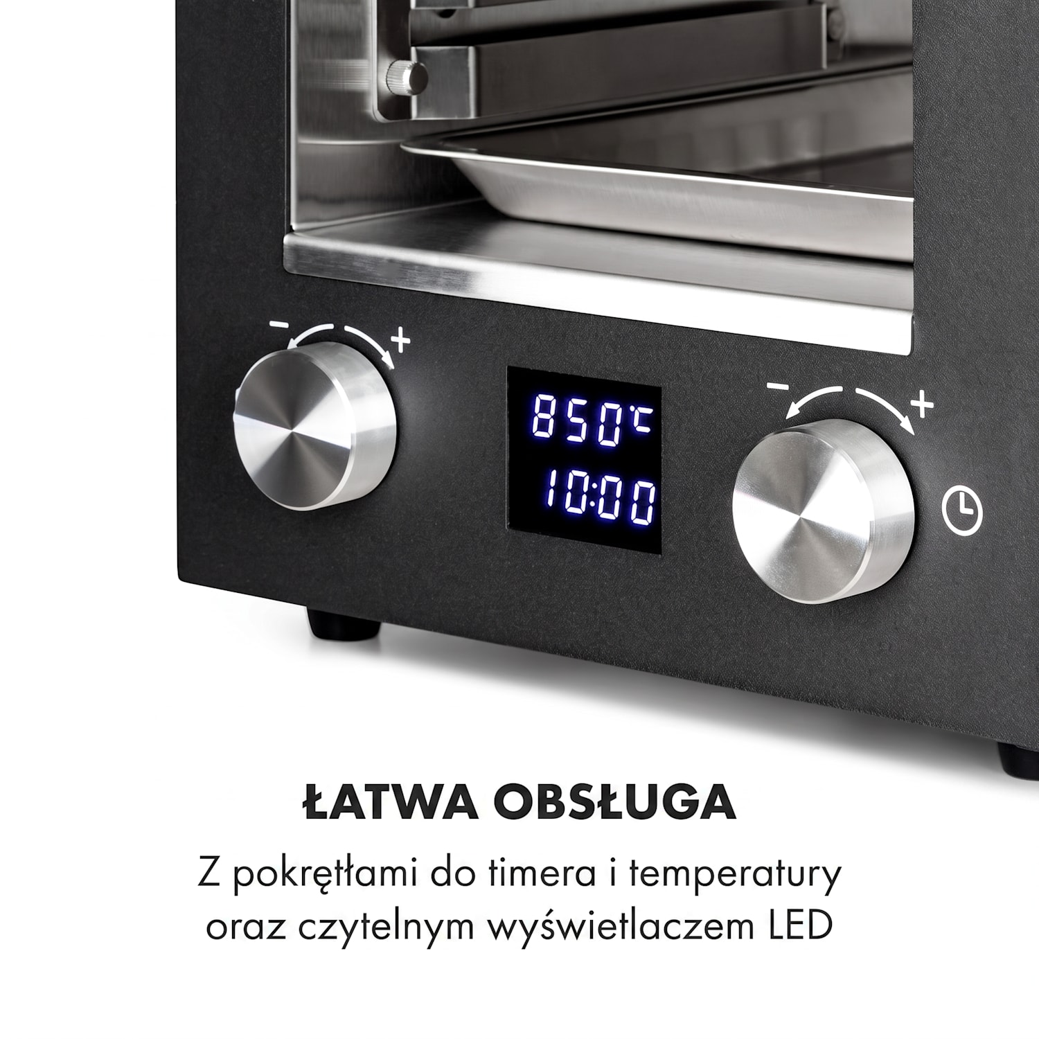 Hannibal, grill wysokotemperaturowy, 2200 W, 850°C, do użytku wewnętrznego, stal nierdzewna, czarny Czarny