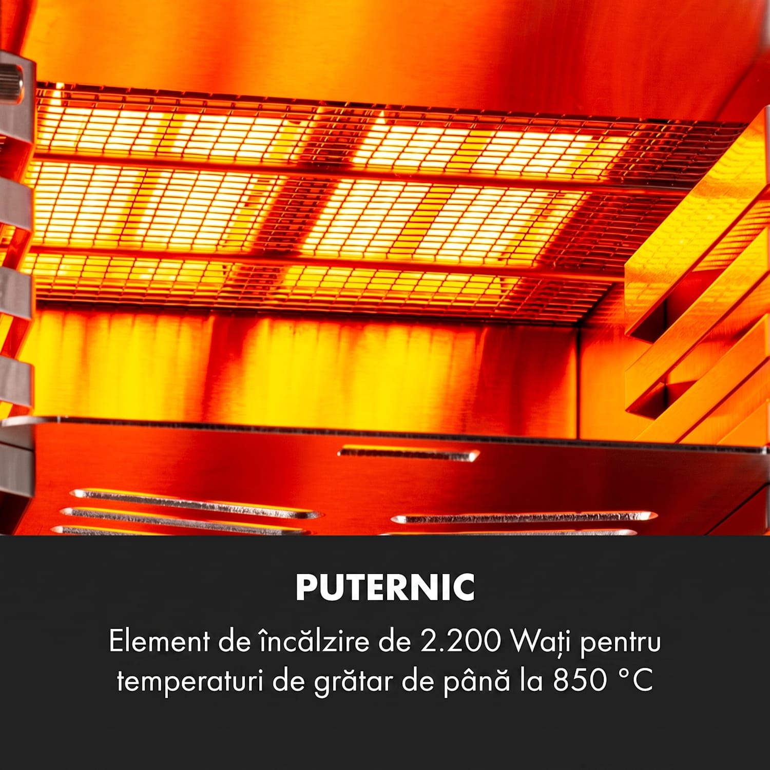 Hannibal, gratar pentru temperaturi inalte, 2200 W, 850 °C, pentru interior, otel inoxidabil, negru Negru