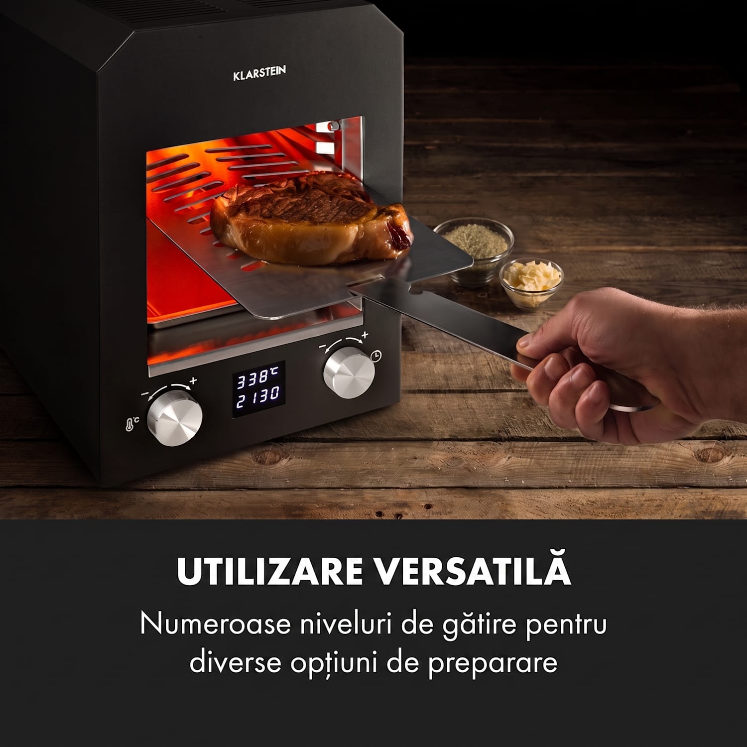 Hannibal, gratar pentru temperaturi inalte, 2200 W, 850 °C, pentru interior, otel inoxidabil, negru Negru