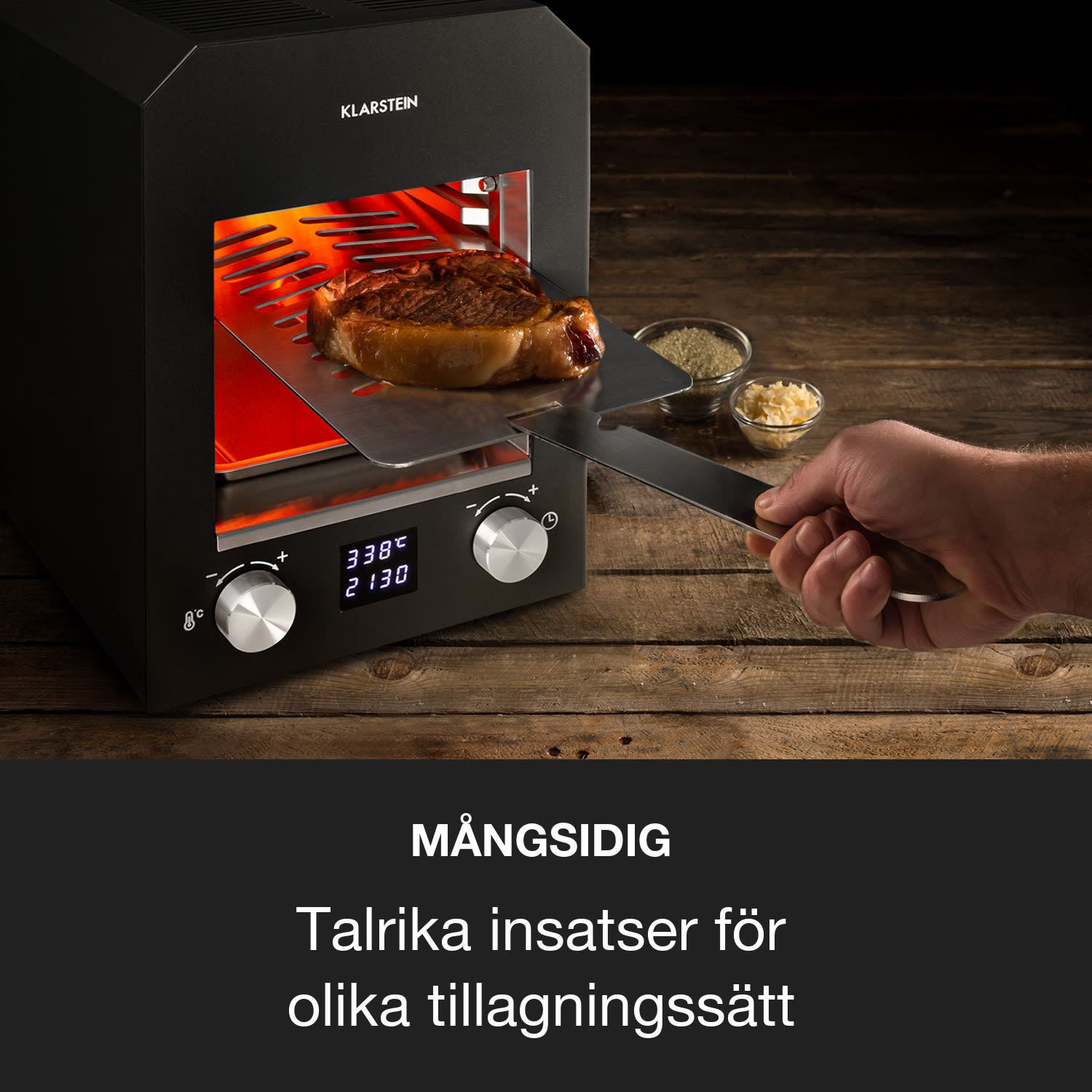 Hannibal högtemperaturgrill indoor 2200W 850°C rostfritt stål svart Svart