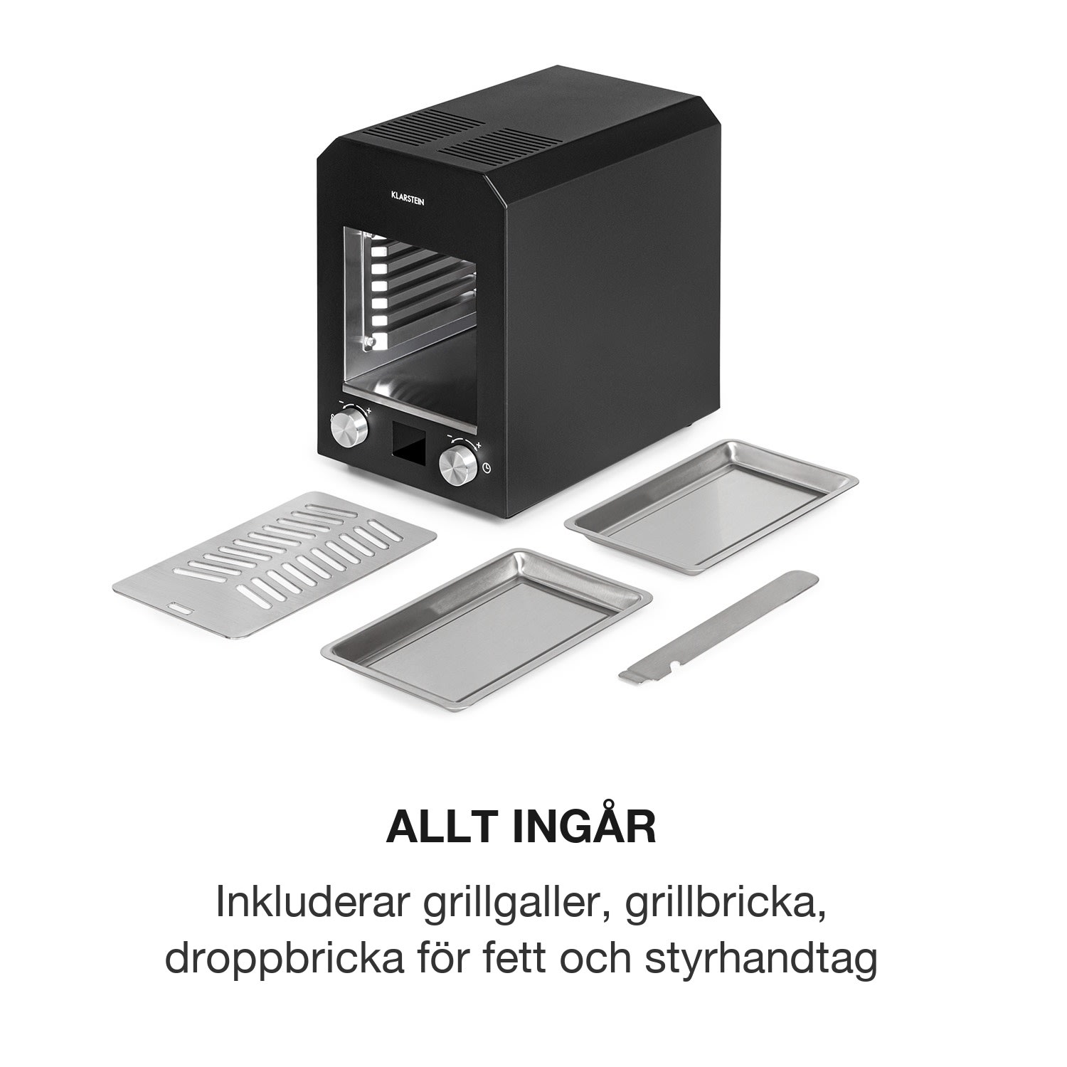 Hannibal högtemperaturgrill indoor 2200W 850°C rostfritt stål svart Svart