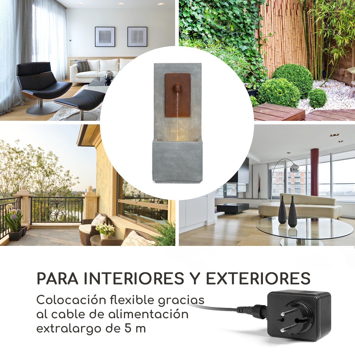 Milos Fuente LED para interiores y exteriores cable de 5 m cemento gris 