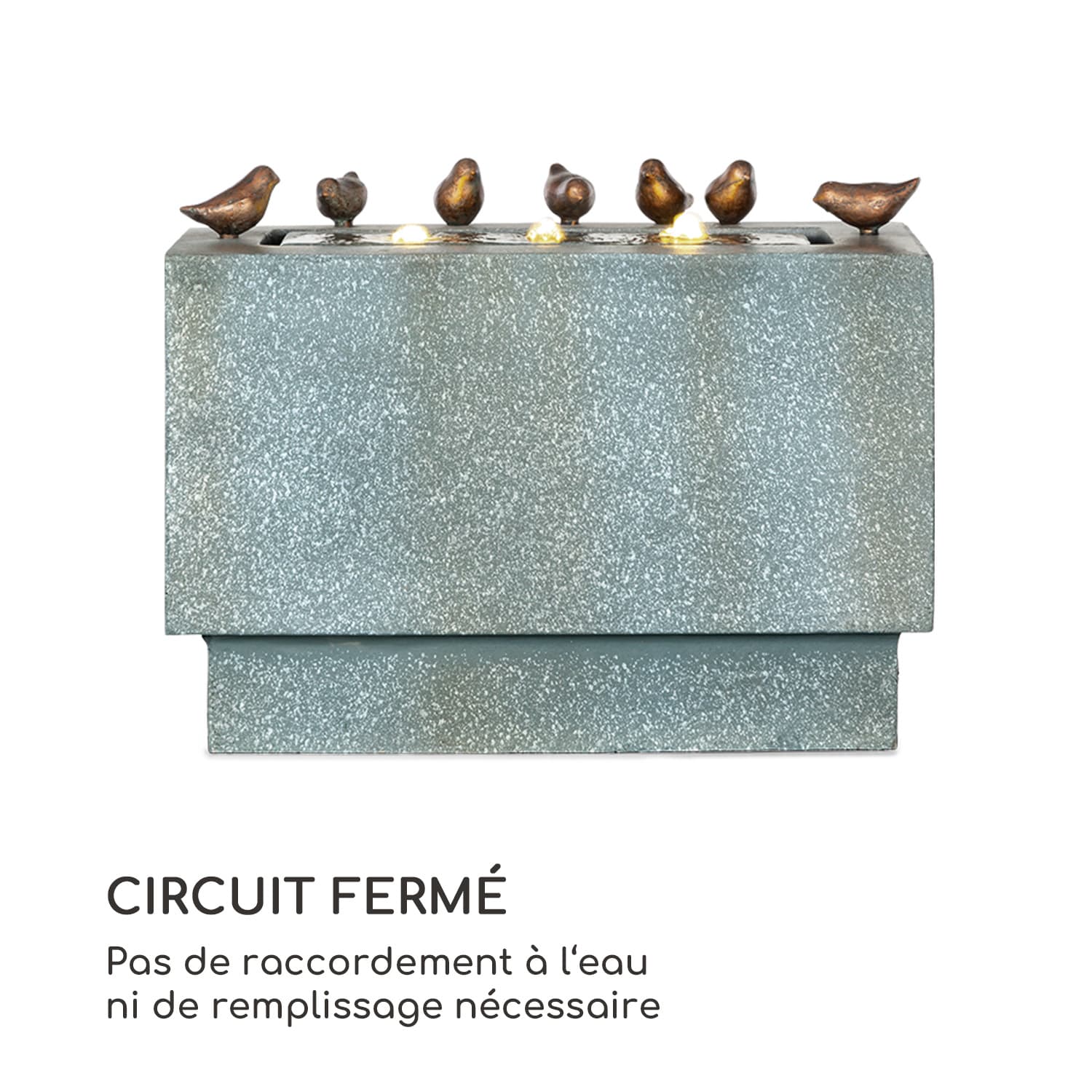 Waterbirds fontaine de jardin LED 60 x 47 x 30 cm ciment aluminium grise 