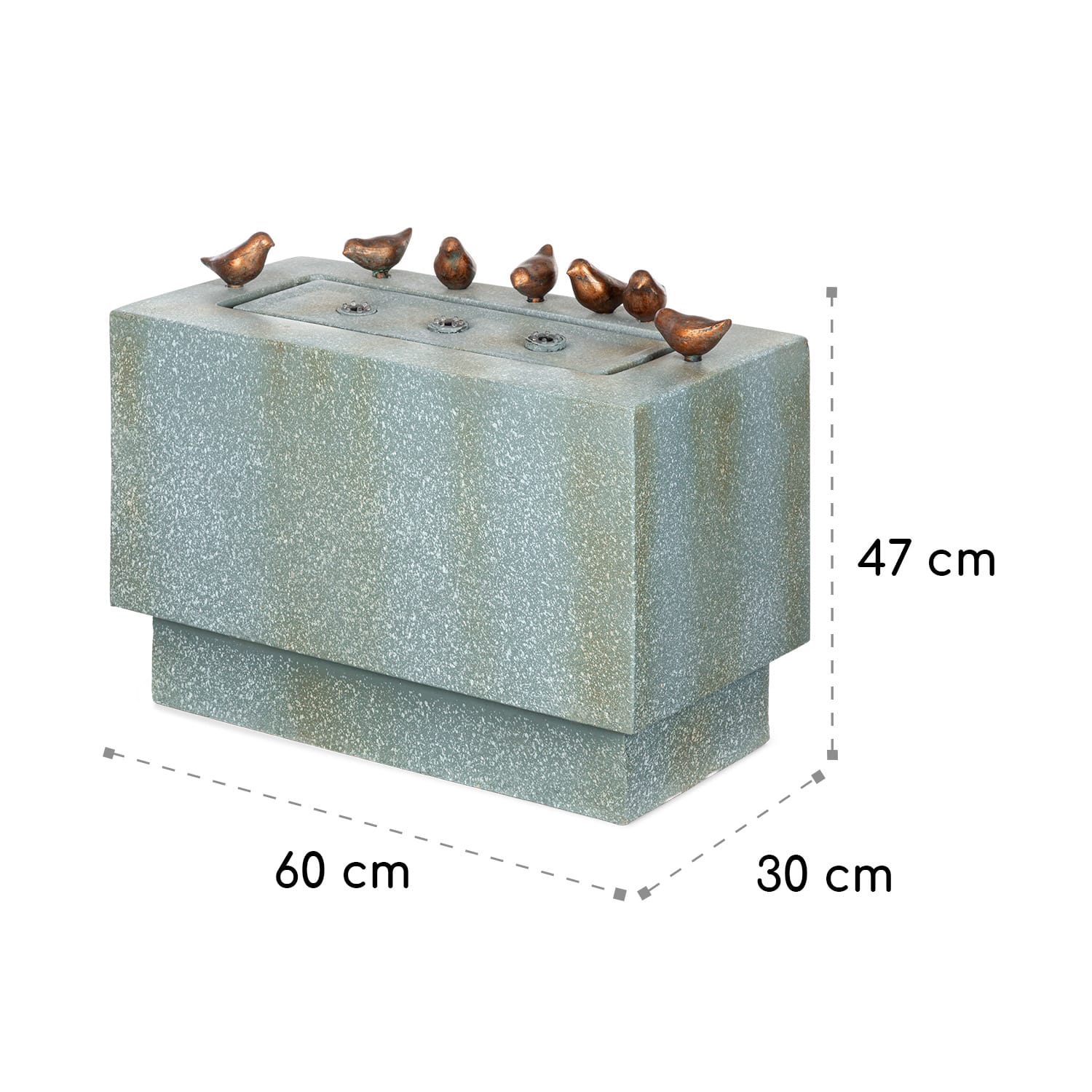 Waterbirds, fontanna ogrodowa, LED, 60 x 47 x 30 cm, cement, aluminium, szara 