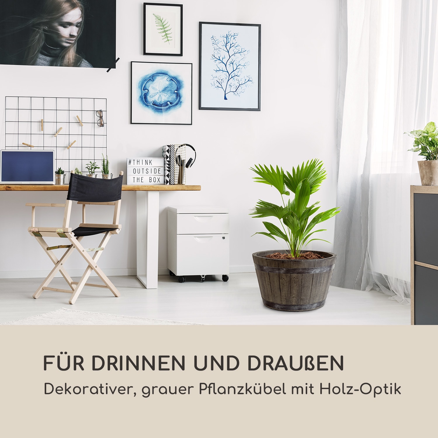 Winegrow Pflanzgefäß 52,5 x 31,5 cm (ØxH) leicht Fibreclay grau 