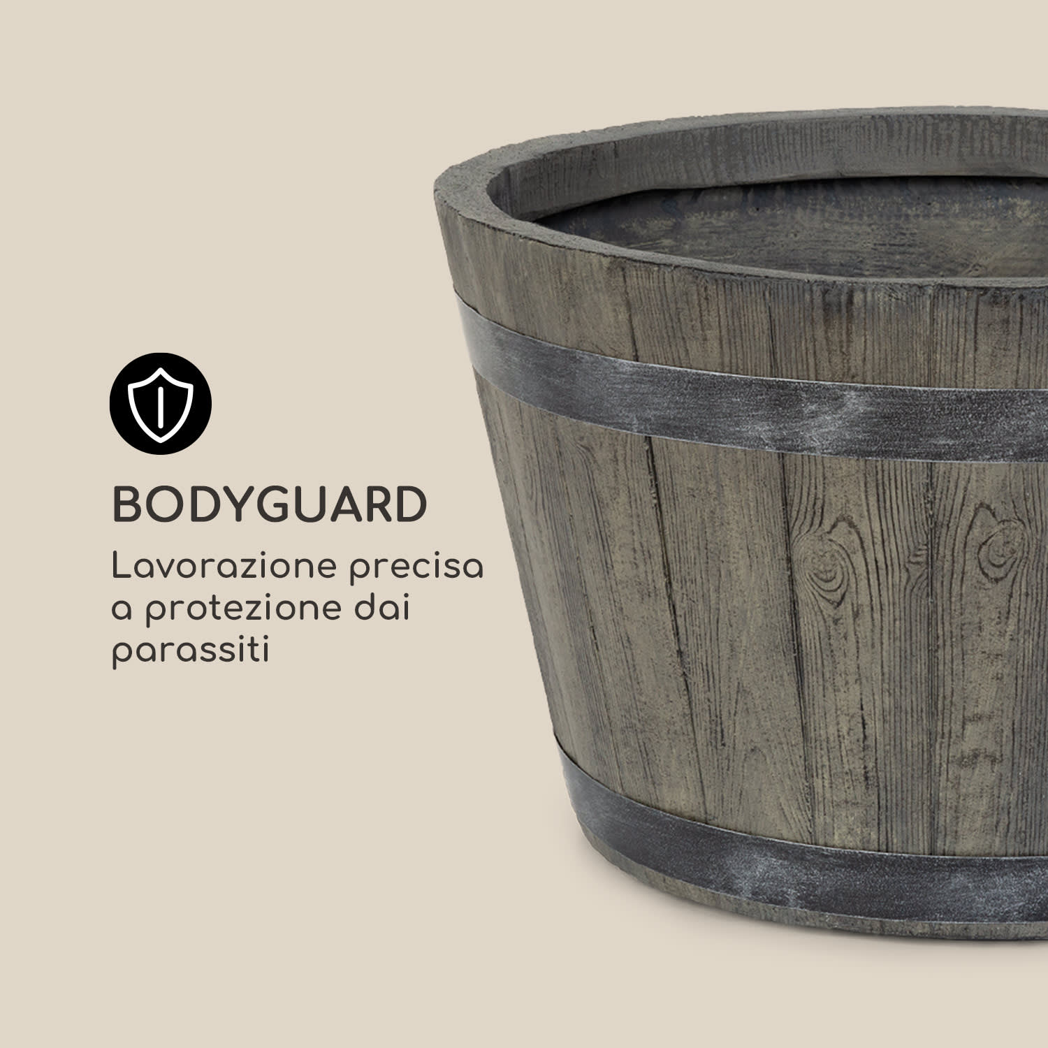 Winegrow Vaso per Piante 52,5 x 31,5 cm (ØxA) leggero Fibreclay grigio 
