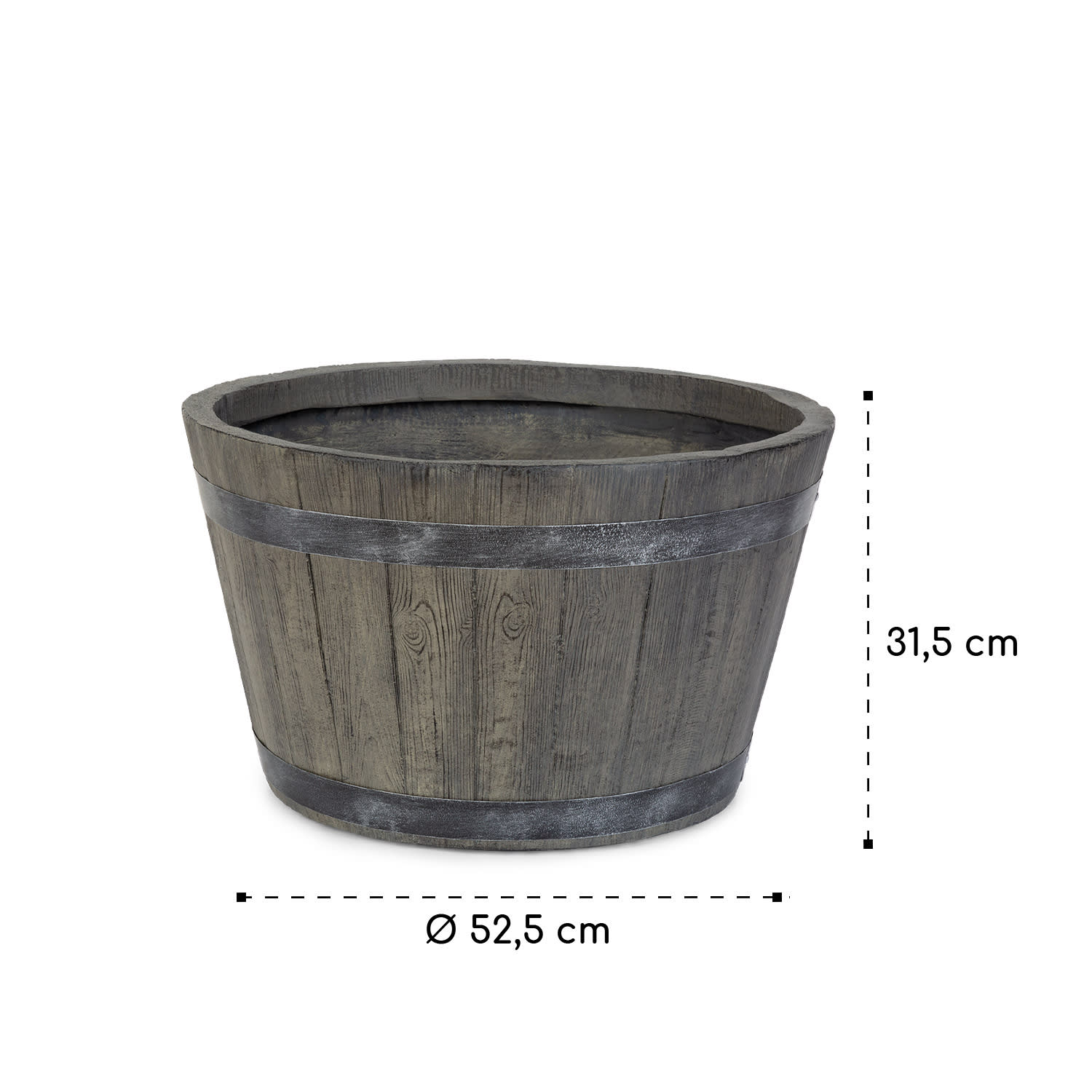 Winegrow, doniczka, osłonka na doniczkę, 52,5 x 31,5 cm (Ø x wys.), lekka, Fibreclay, kolor szary 
