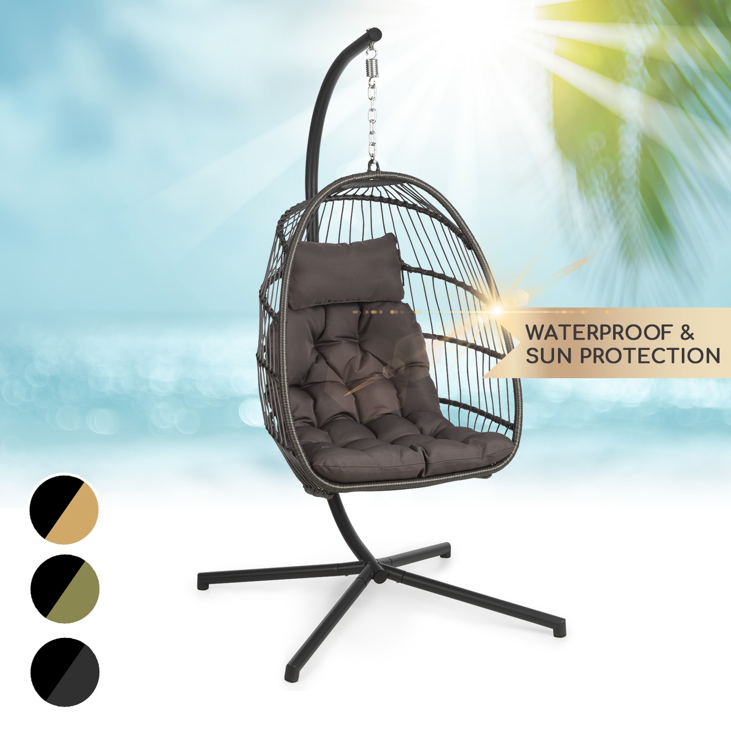 Biarritz Individuelle, viseč gugalnik, blazina za sedenje, 130 kg, temno sive barve