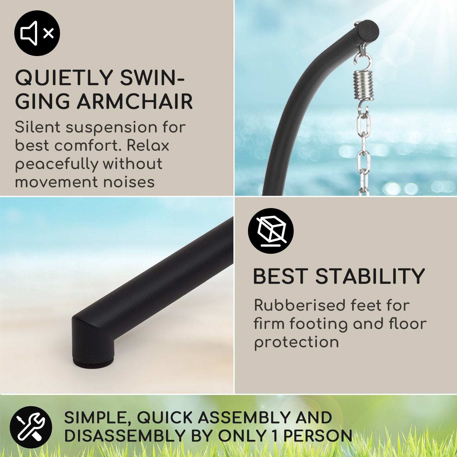 Biarritz Individuelle, fotel wiszący, poduszka na siedzisko, 130 kg 