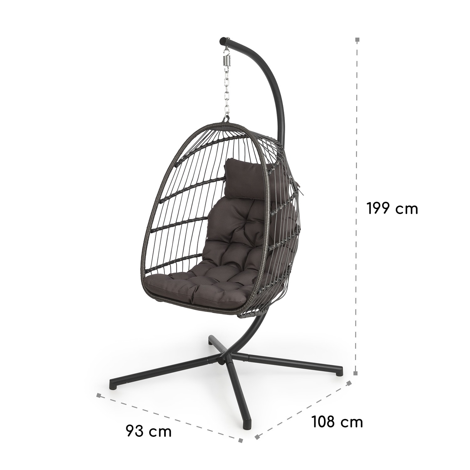Biarritz Individuelle, viseč gugalnik, blazina za sedenje, 130 kg, temno sive barve