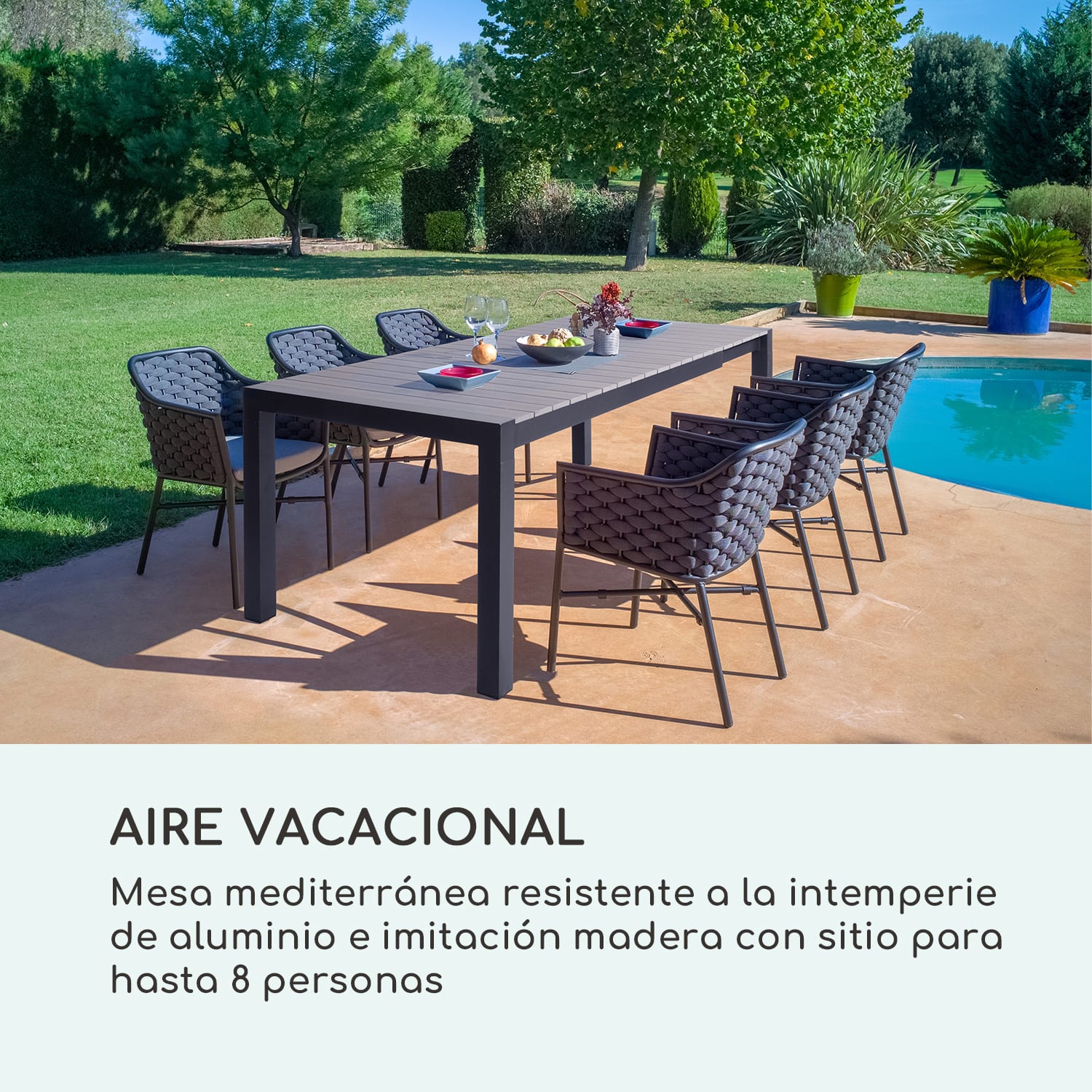Mesa de jardín Menorca Expand 163 x 95 cm Acabado: madera oscura