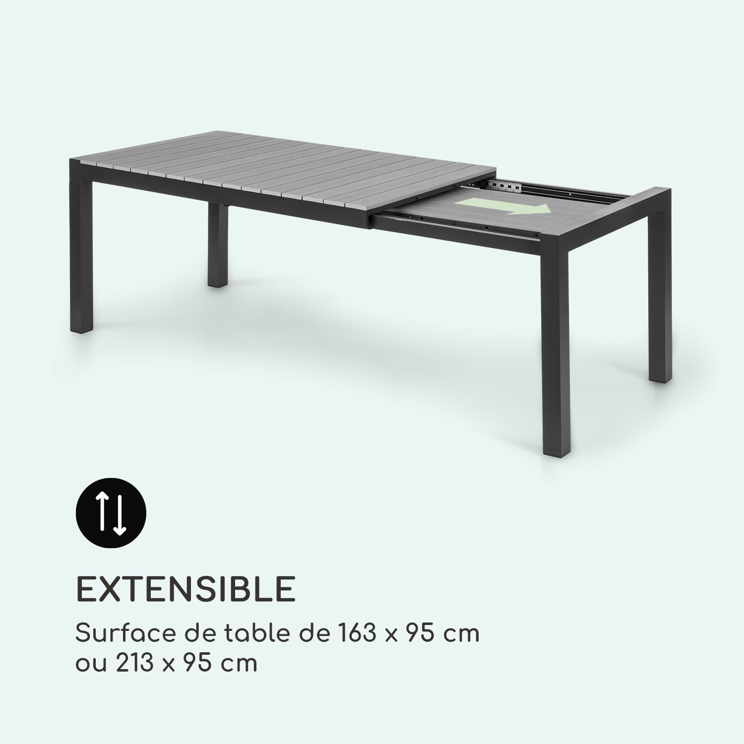 Menorca Expand Table de jardin 163 x 95 cm Imitation bois sombre