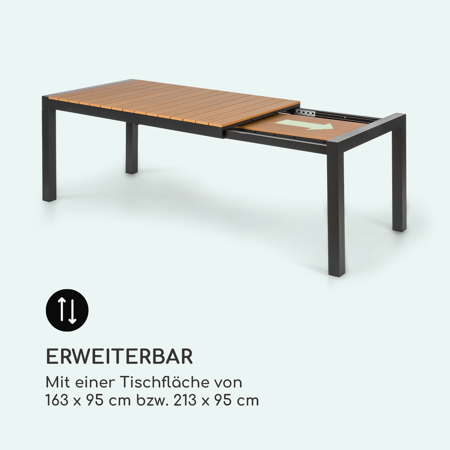 Menorca Expand Gartentisch 163 x 95 cm Holzoptik: hell