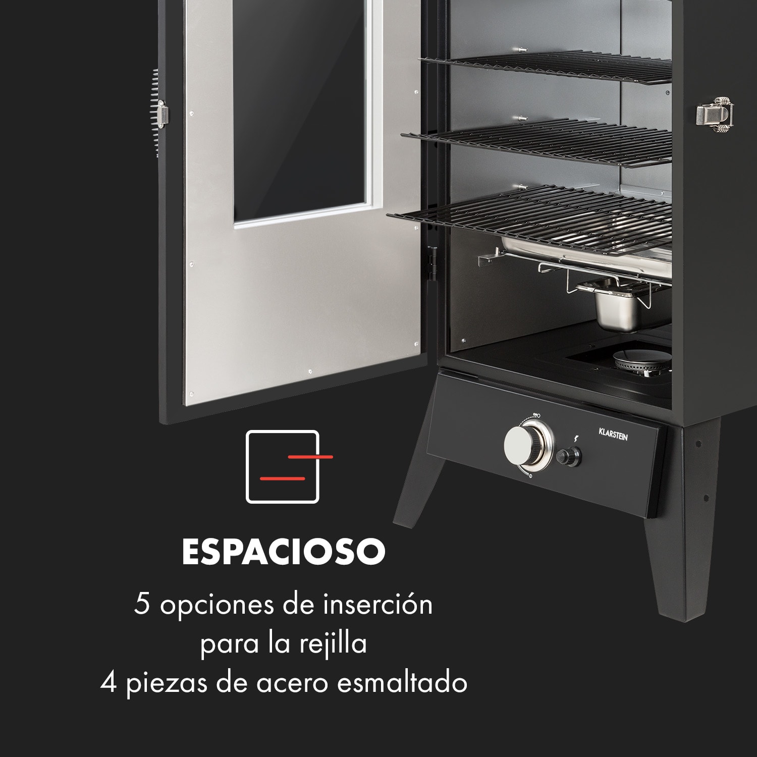 Parrilla de ahumado a gas Pasadena 2,5 kW capacidad de calentamiento 180 °C / 350 °F máx. 58 x 108 x 53,5 cm