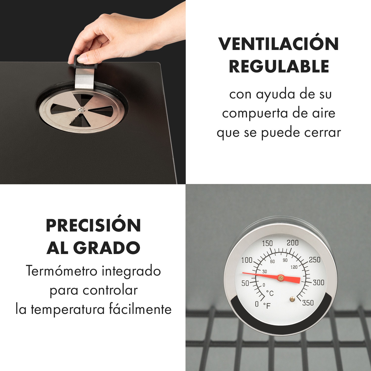 Parrilla de ahumado a gas Pasadena 2,5 kW capacidad de calentamiento 180 °C / 350 °F máx. 58 x 108 x 53,5 cm