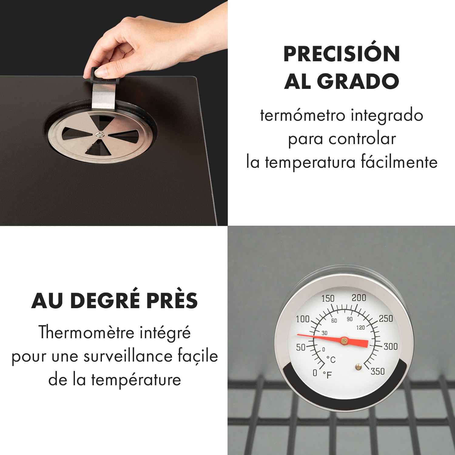 Pasadena rookgrill op gas 2,5 kW verwarmend vermogen max. 180 °C / 350 °F 58 x 108 x 53,5 cm