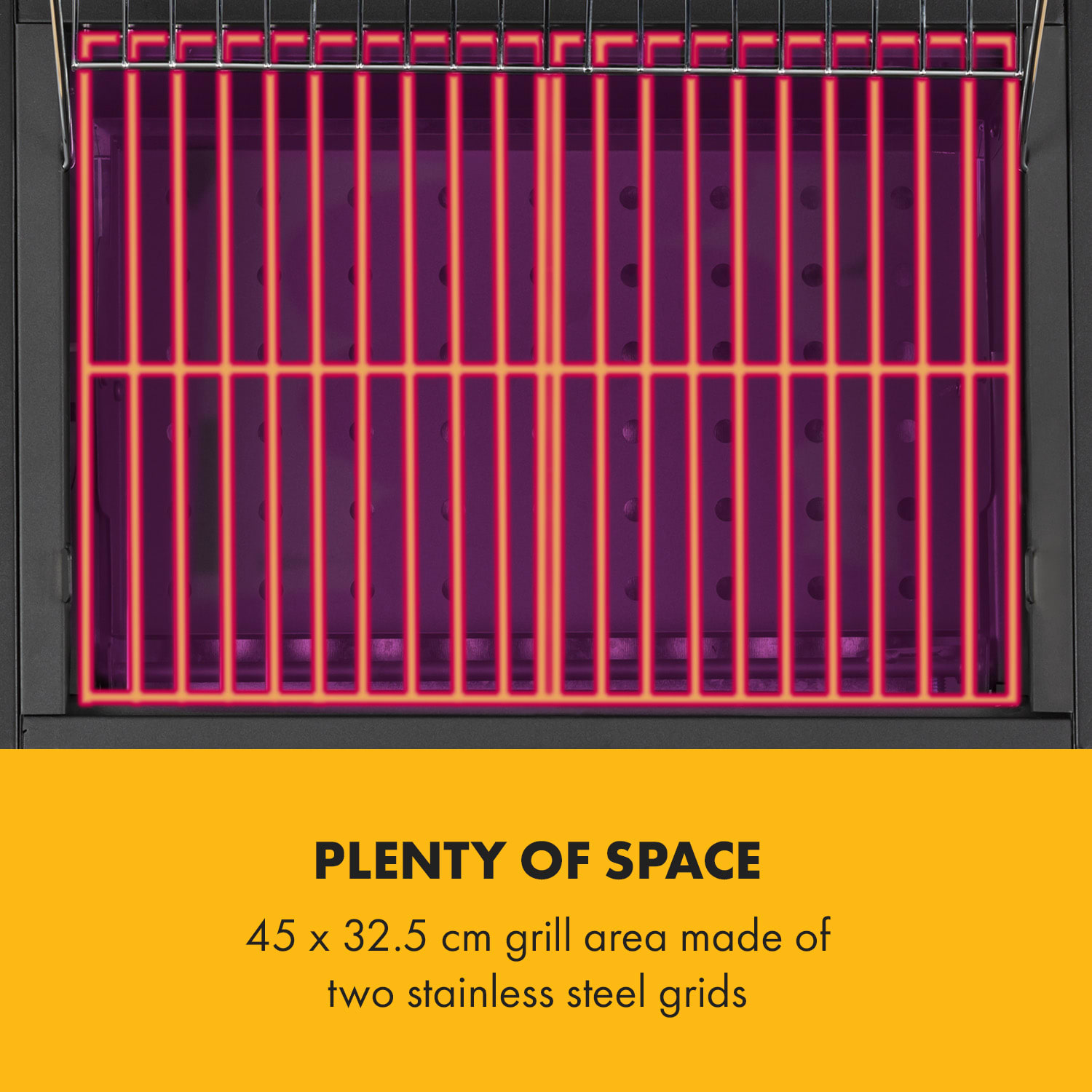Meat Machine, roštilj na drveni ugljen, 45 x 32,5 cm, termometar, kotači, crni 
