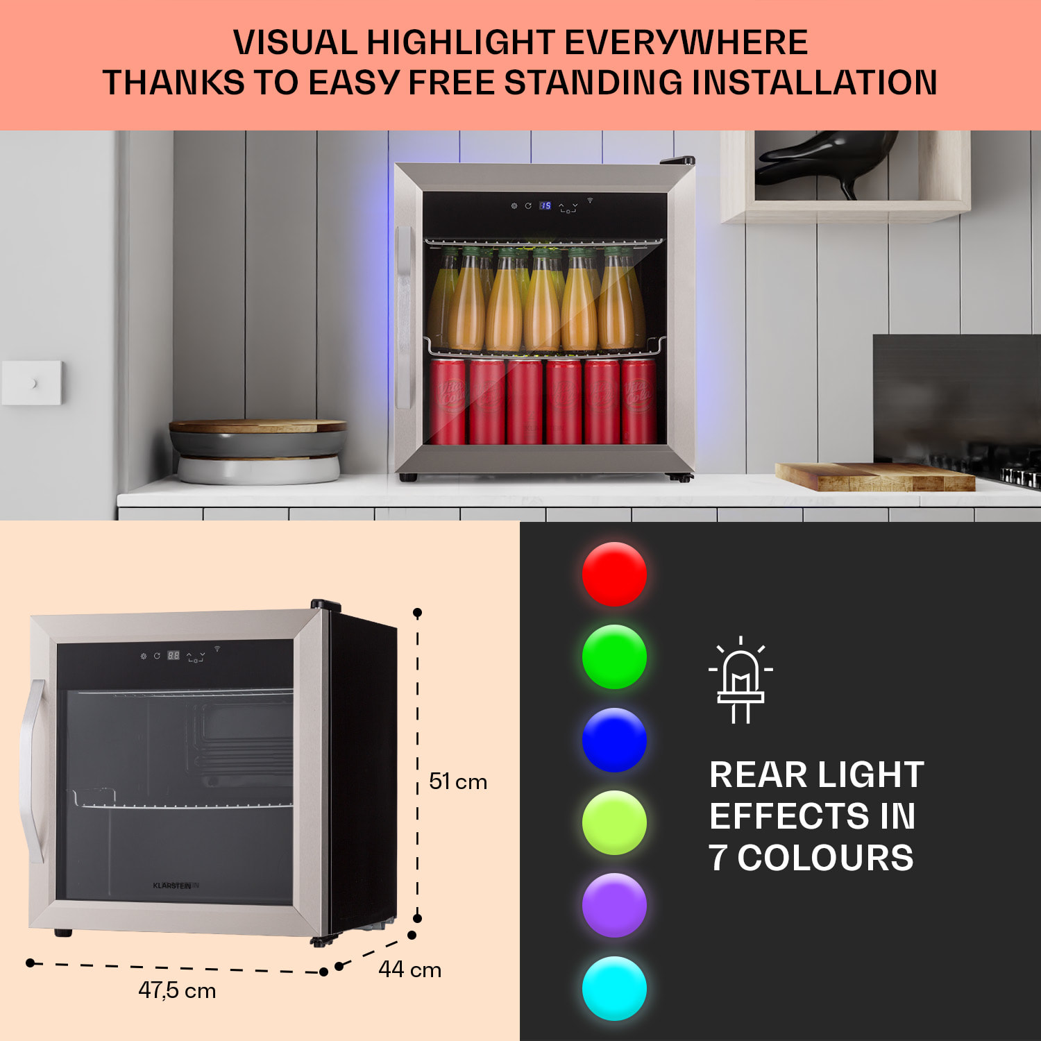 Nevera para vinos Coachella 50 47 litros función wifi retroiluminada acero inoxidable 50 L | Acero Inoxidable