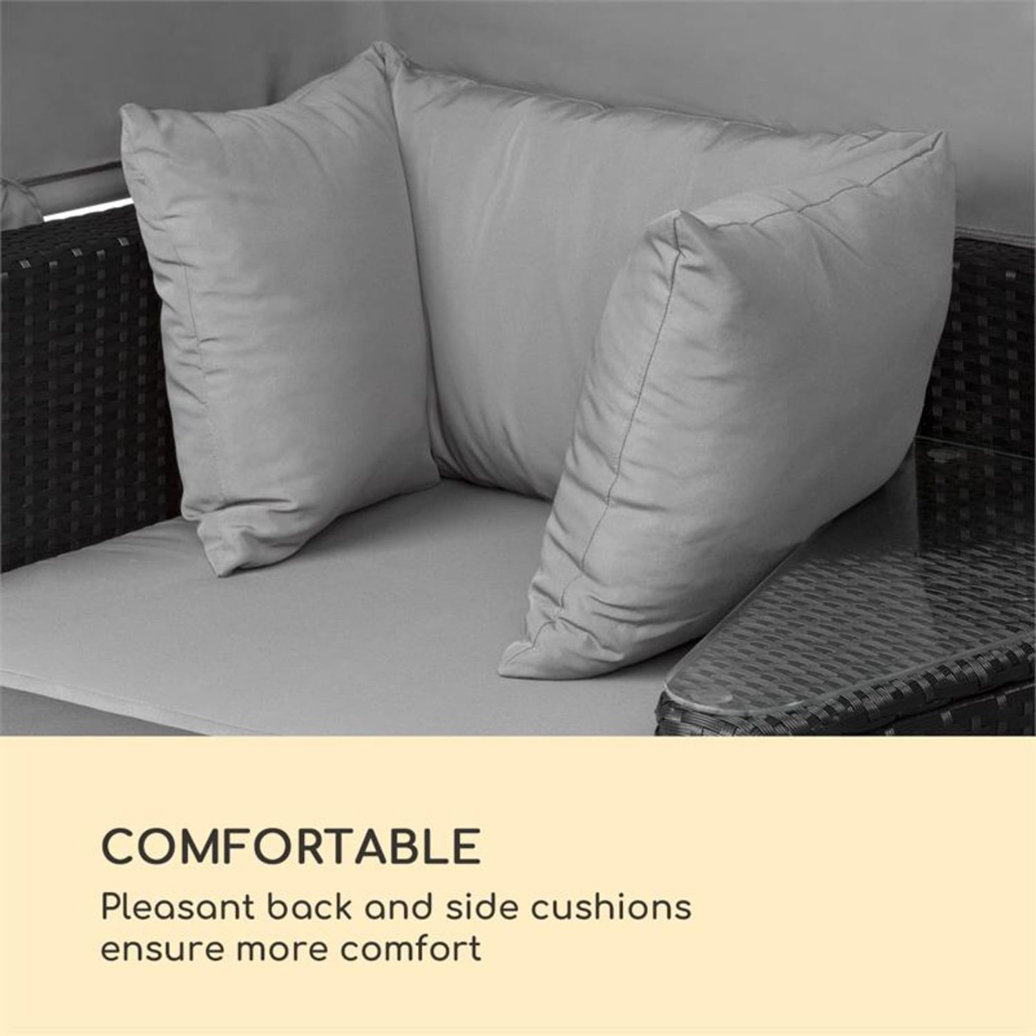 Heartland Sofá lounge de 2 plazas con mesa taburete sombrilla de color gris