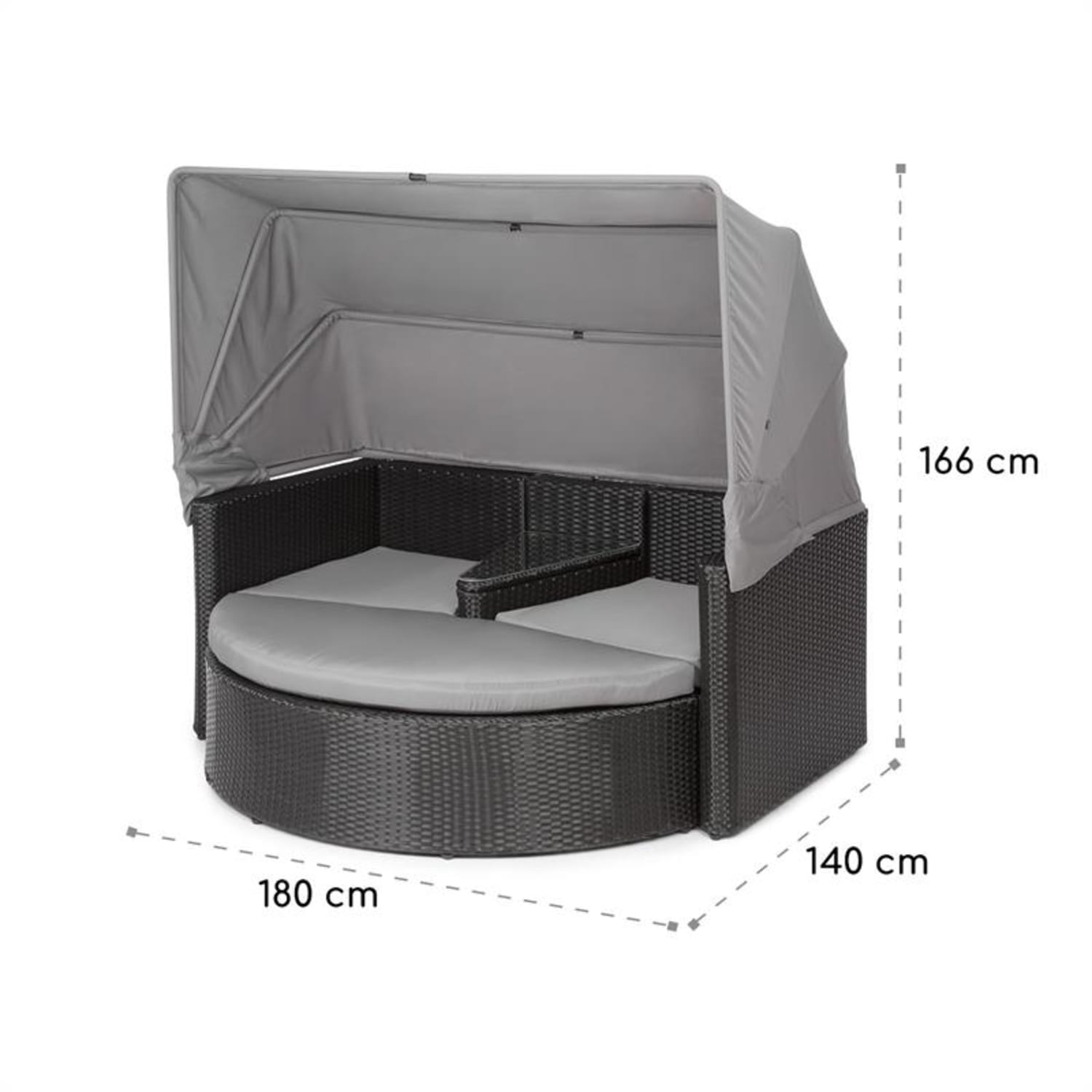 Heartland Sofá lounge de 2 plazas con mesa taburete sombrilla de color gris