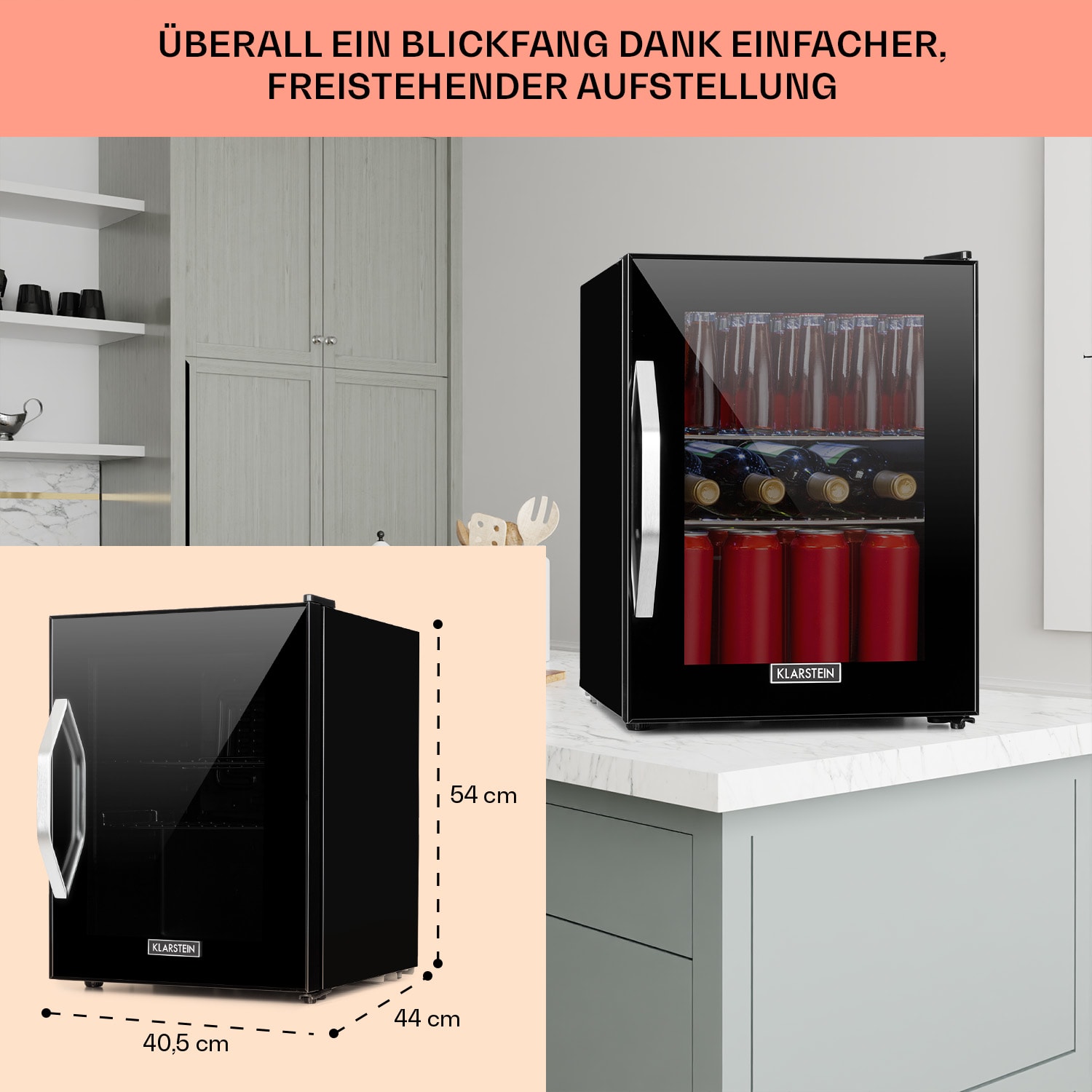 Beersafe M Onyx Kühlschrank 33 Liter 2 Böden Panoramaglastür 33 L | Schwarz