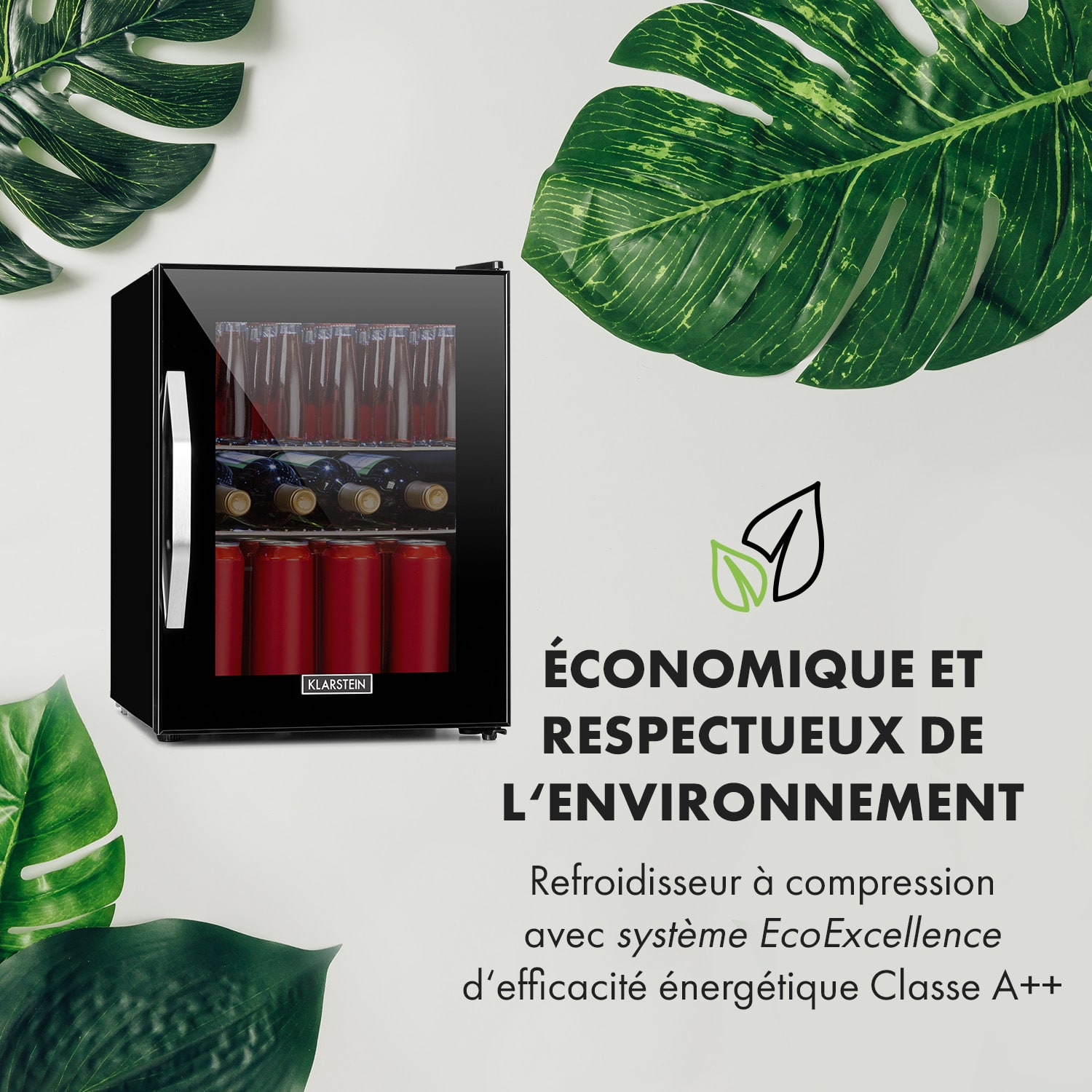 Beersafe M Onyx koelkast 33 liter 2 schappen glazen panoramadeur 33 ltr | Zwart