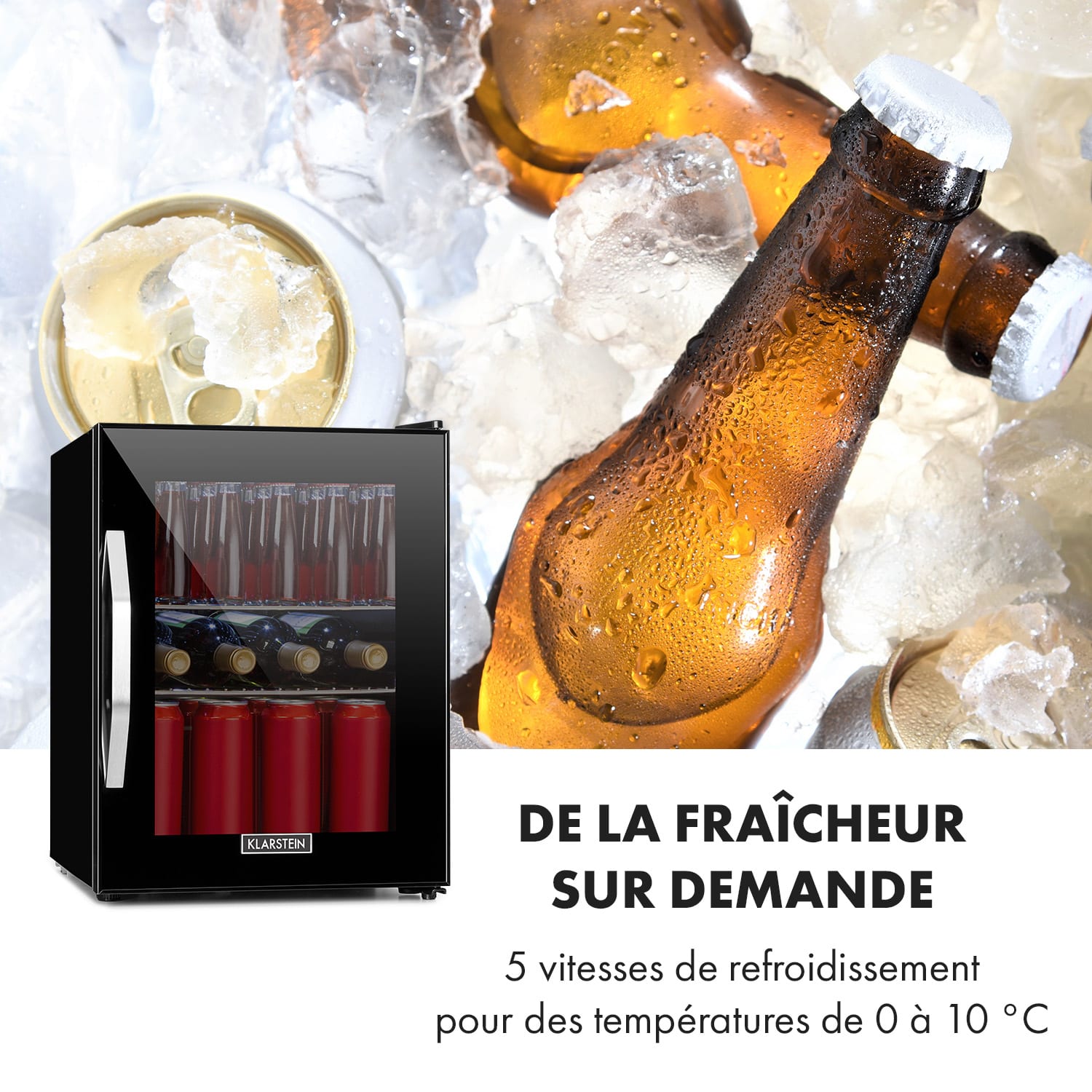 Beersafe M Onyx koelkast 33 liter 2 schappen glazen panoramadeur 33 ltr | Zwart