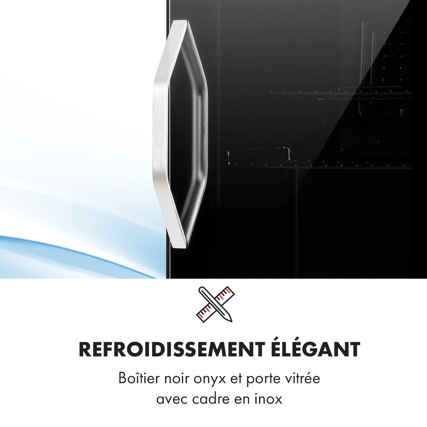 Beersafe M Onyx koelkast 33 liter 2 schappen glazen panoramadeur 33 ltr | Zwart