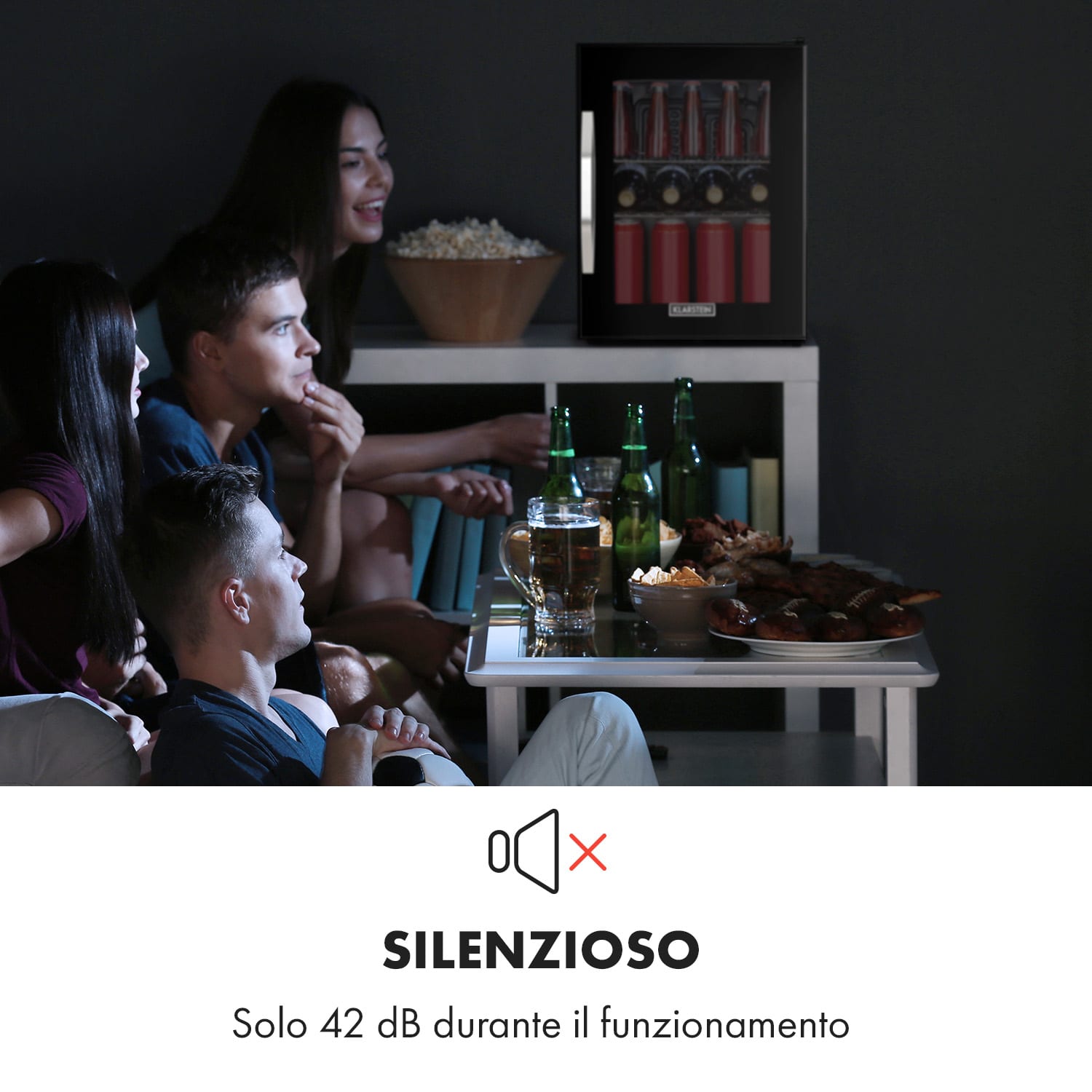 Beersafe M Onyx - Frigorifero, 33 litri, 2 ripiani, sportello panoramico in vetro 