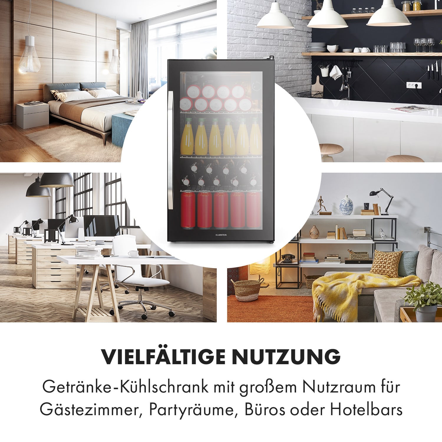 Beersafe XXL Onyx Kühlschrank 80 Liter 3 Böden Panoramaglastür 80 L | Schwarz