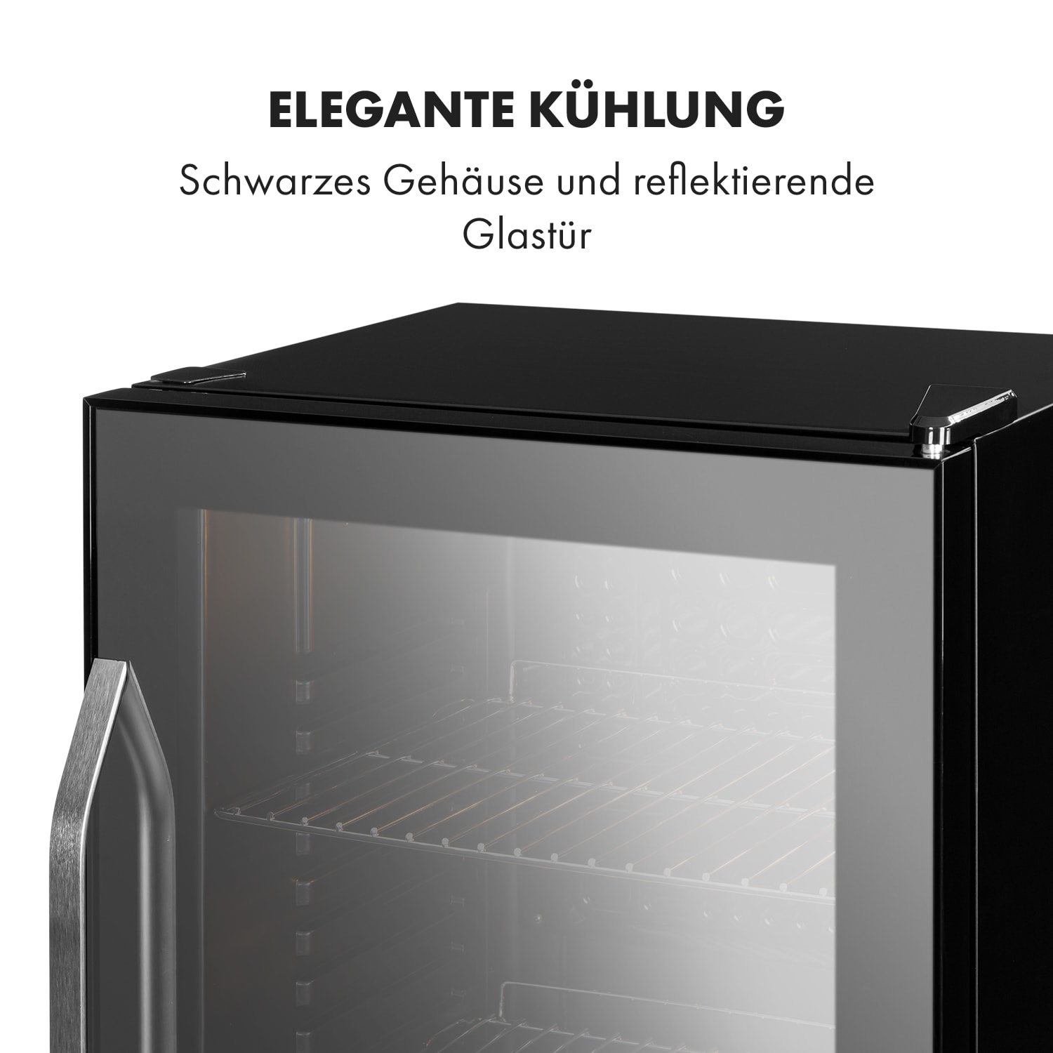 Beersafe XXL Onyx Kühlschrank 80 Liter 3 Böden Panoramaglastür 80 L | Schwarz