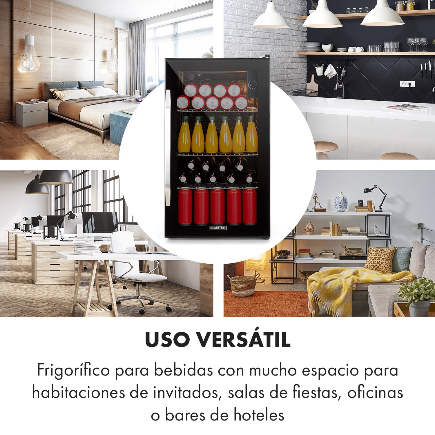 Nevera Beersafe XXL Onyx, 80 litros, 3 estantes, puerta de cristal panorámica 80 L | Negro