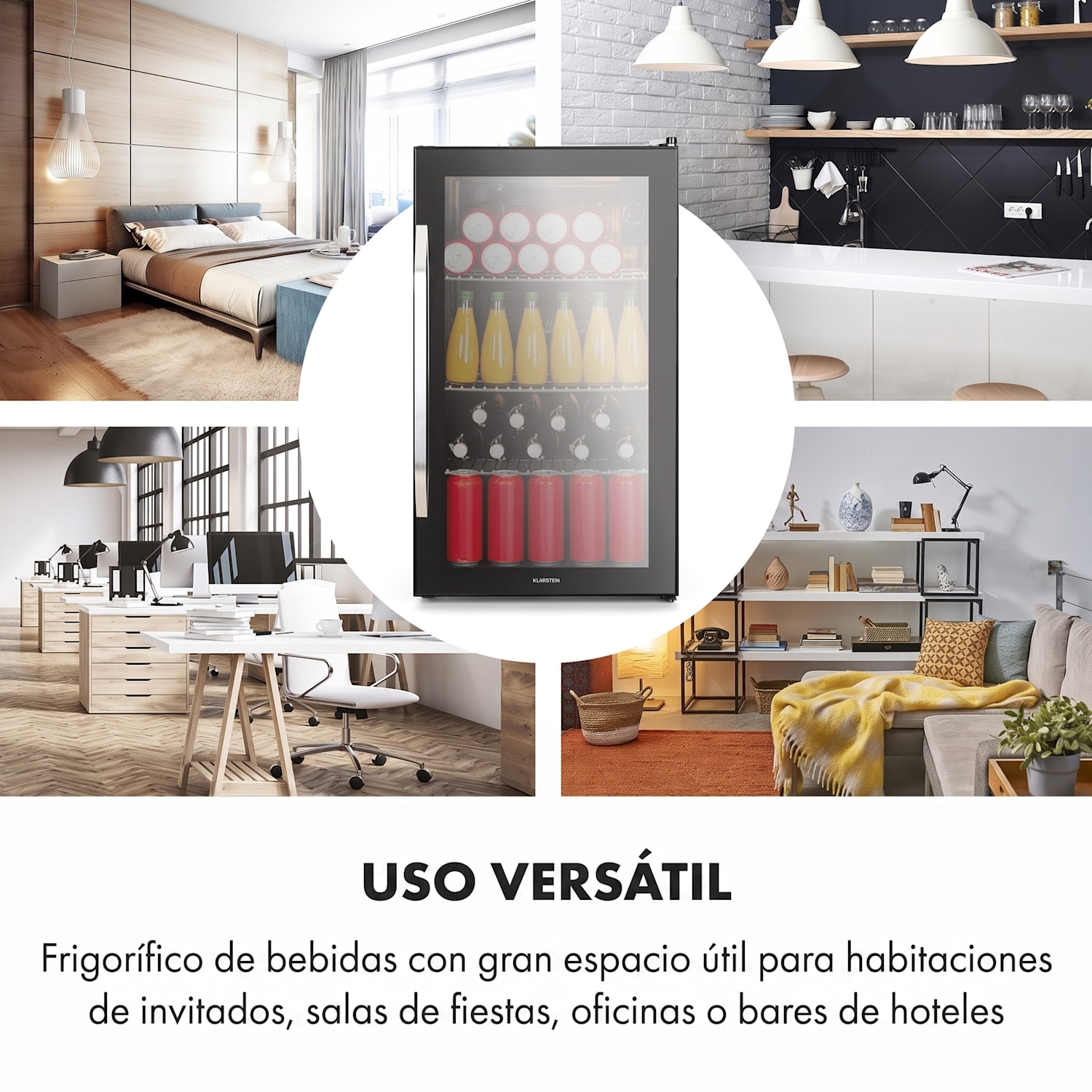 Nevera Beersafe XXL Onyx, 80 litros, 3 estantes, puerta de cristal panorámica 80 L | Negro