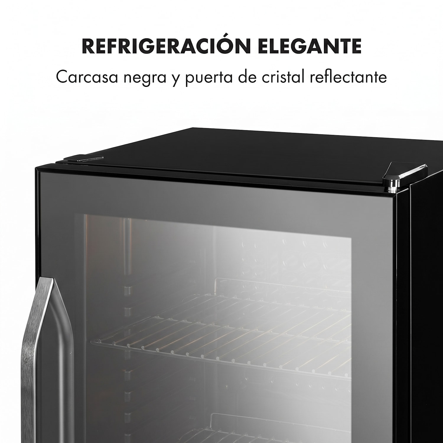 Nevera Beersafe XXL Onyx, 80 litros, 3 estantes, puerta de cristal panorámica 80 L | Negro