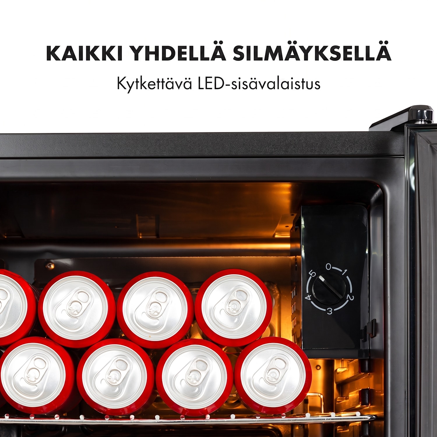 Beersafe XXL Onyx jääkaappi 80 litraa 3 hyllyä panoraamalasiovi 80 L | Musta