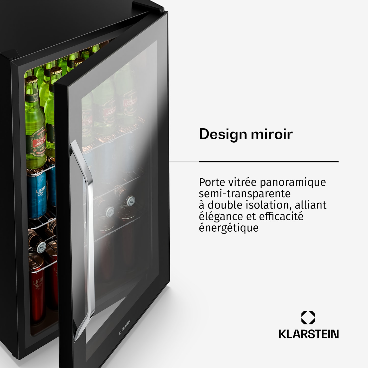 Beersafe XXL Onyx koelkast 80 liter 3 schappen glazen panoramadeur 80 L | Zwart