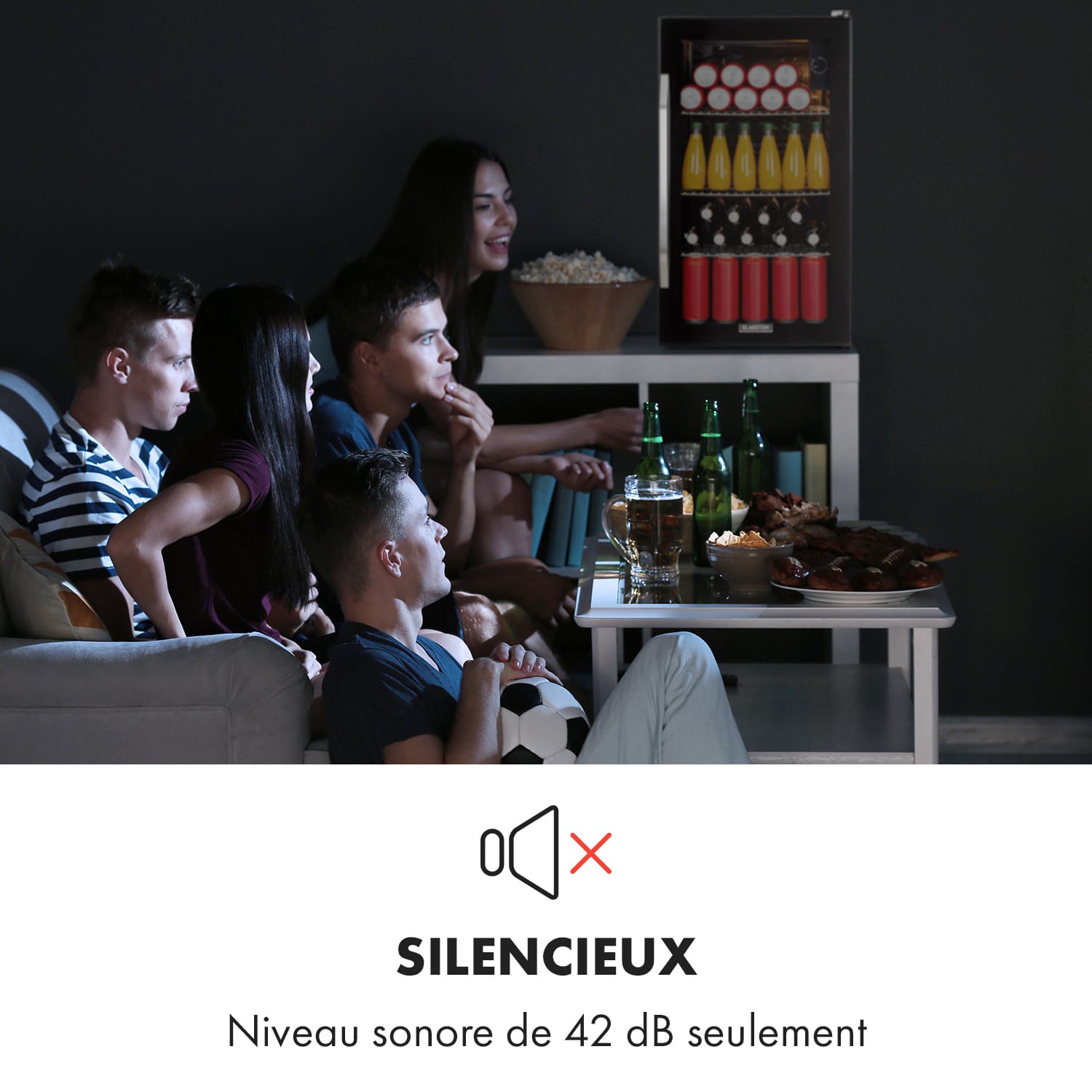 Beersafe XXL Onyx Réfrigérateur 80 litres 3 clayettes Porte en verre panoramique 80 L | Noir